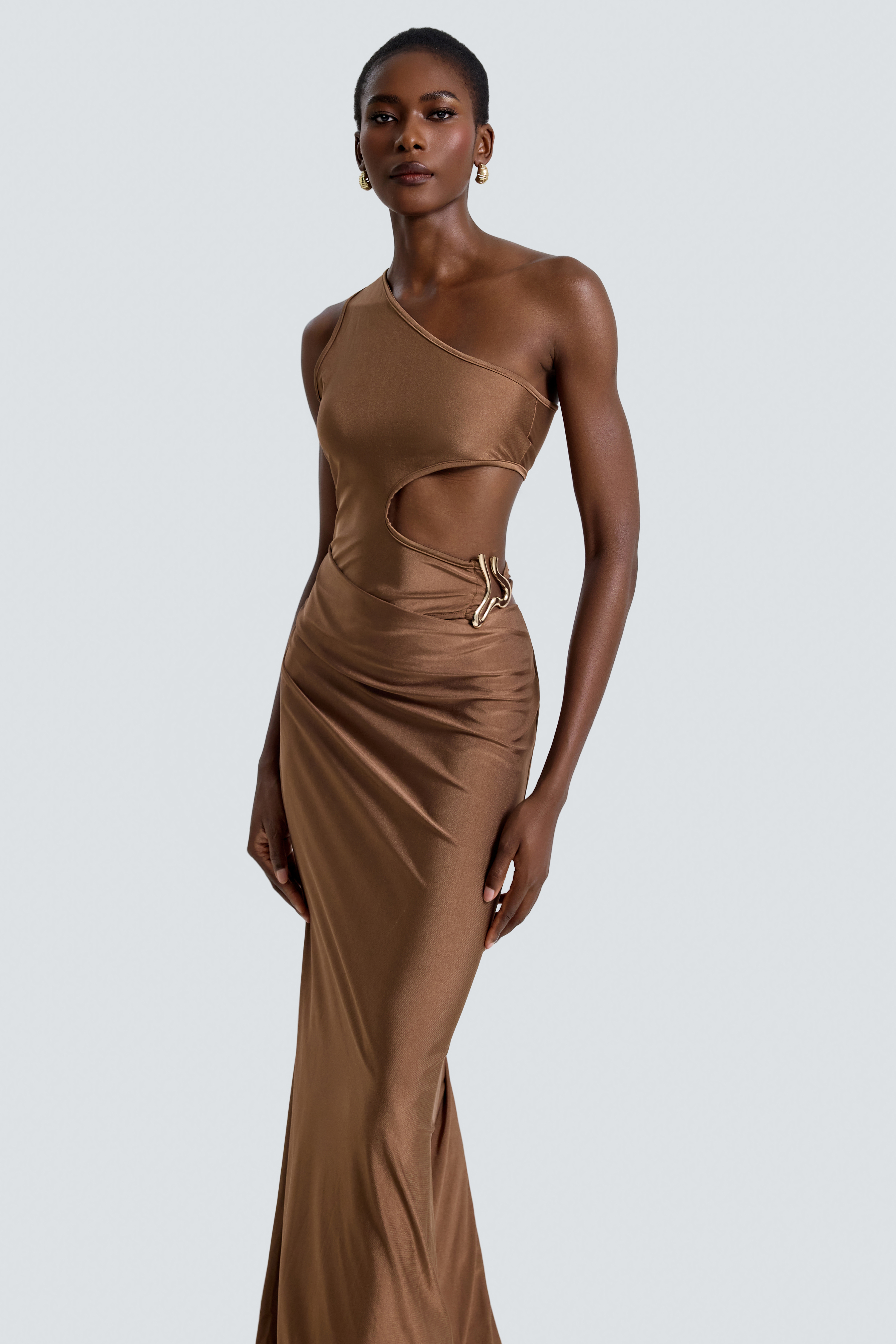 Jersey One-Shoulder Cut-Out Maxi Dress – Violet Aurora