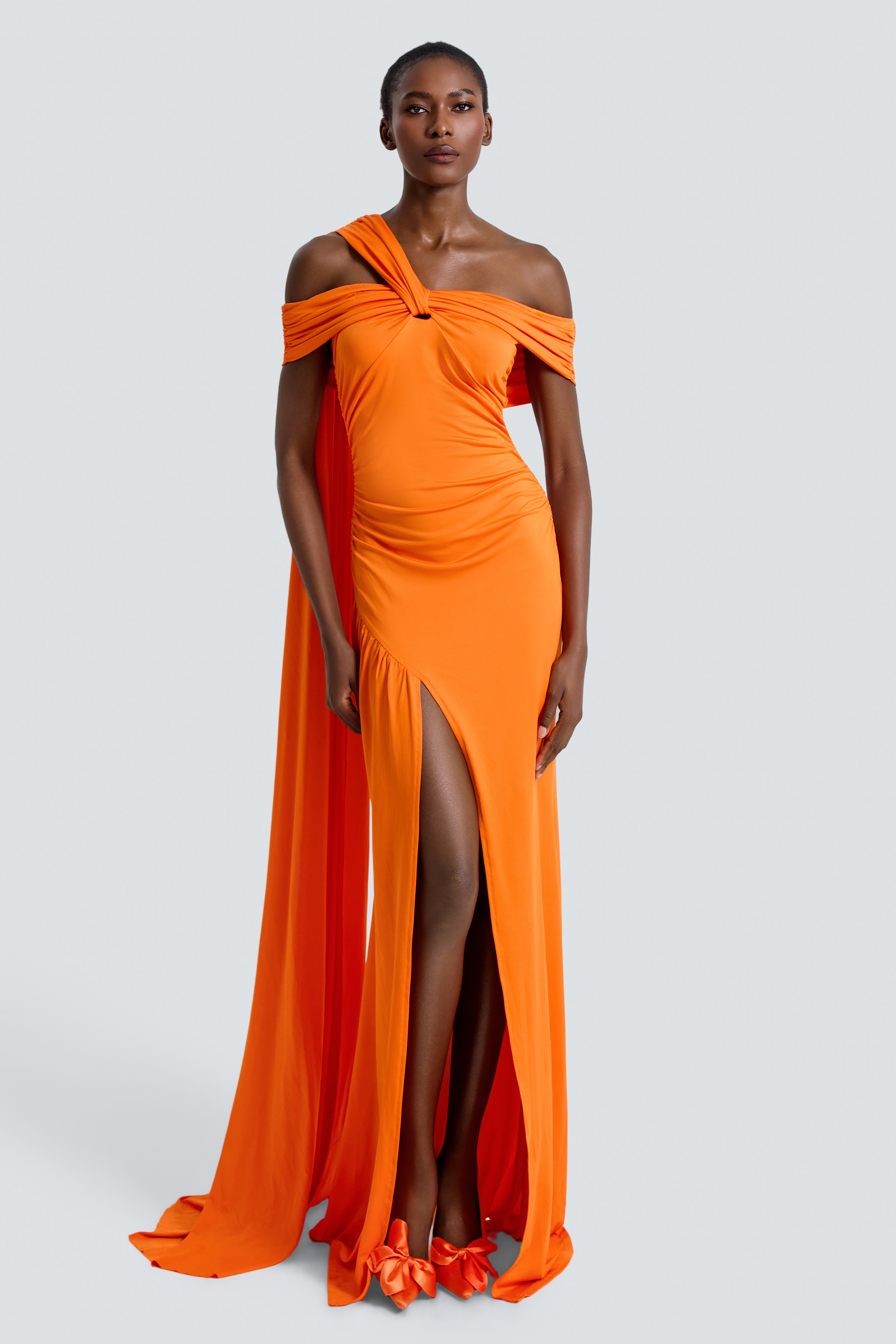 Jersey Knotted Slit Maxi Dress