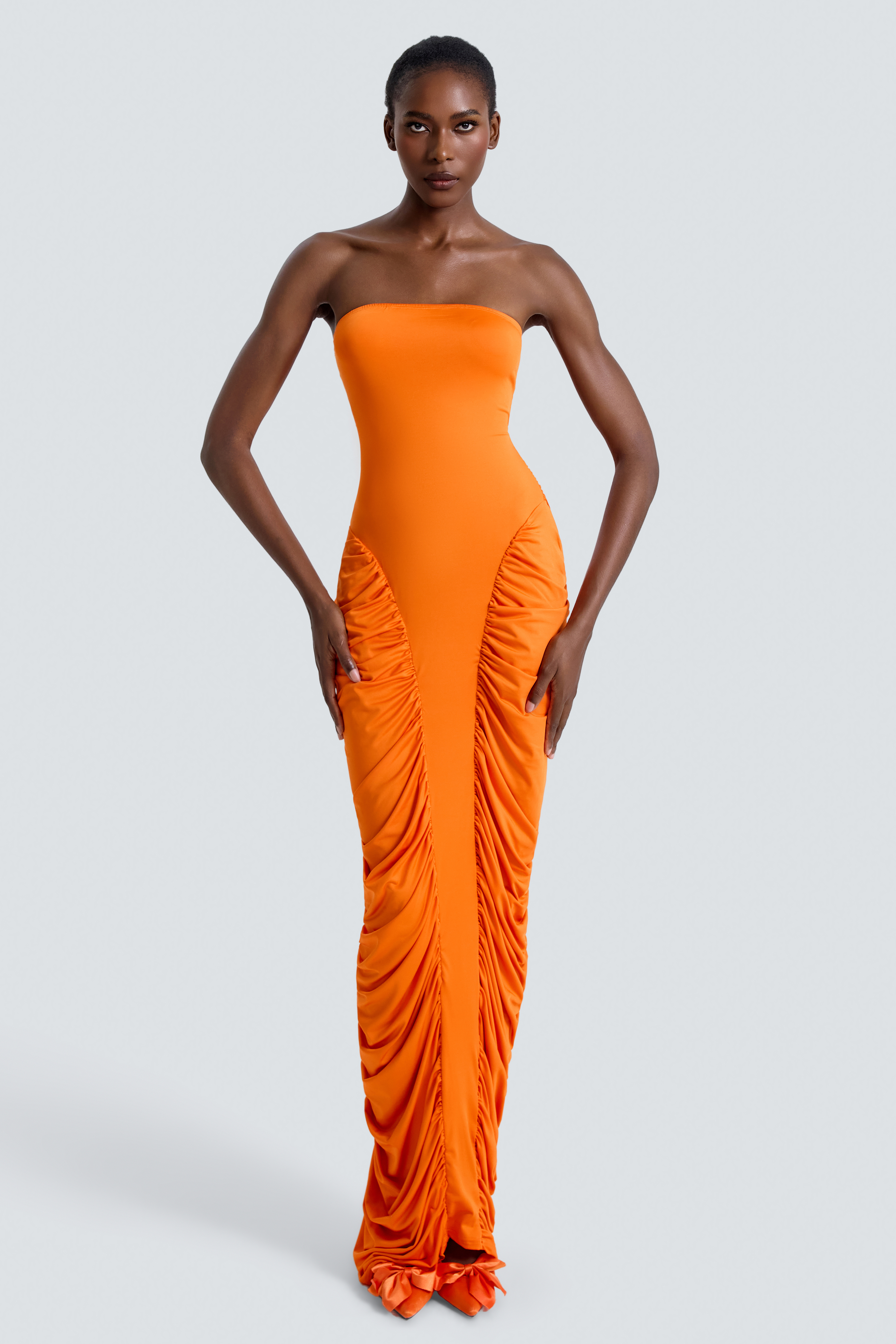 Jersey Gathering Off Shoulder Maxi Dress