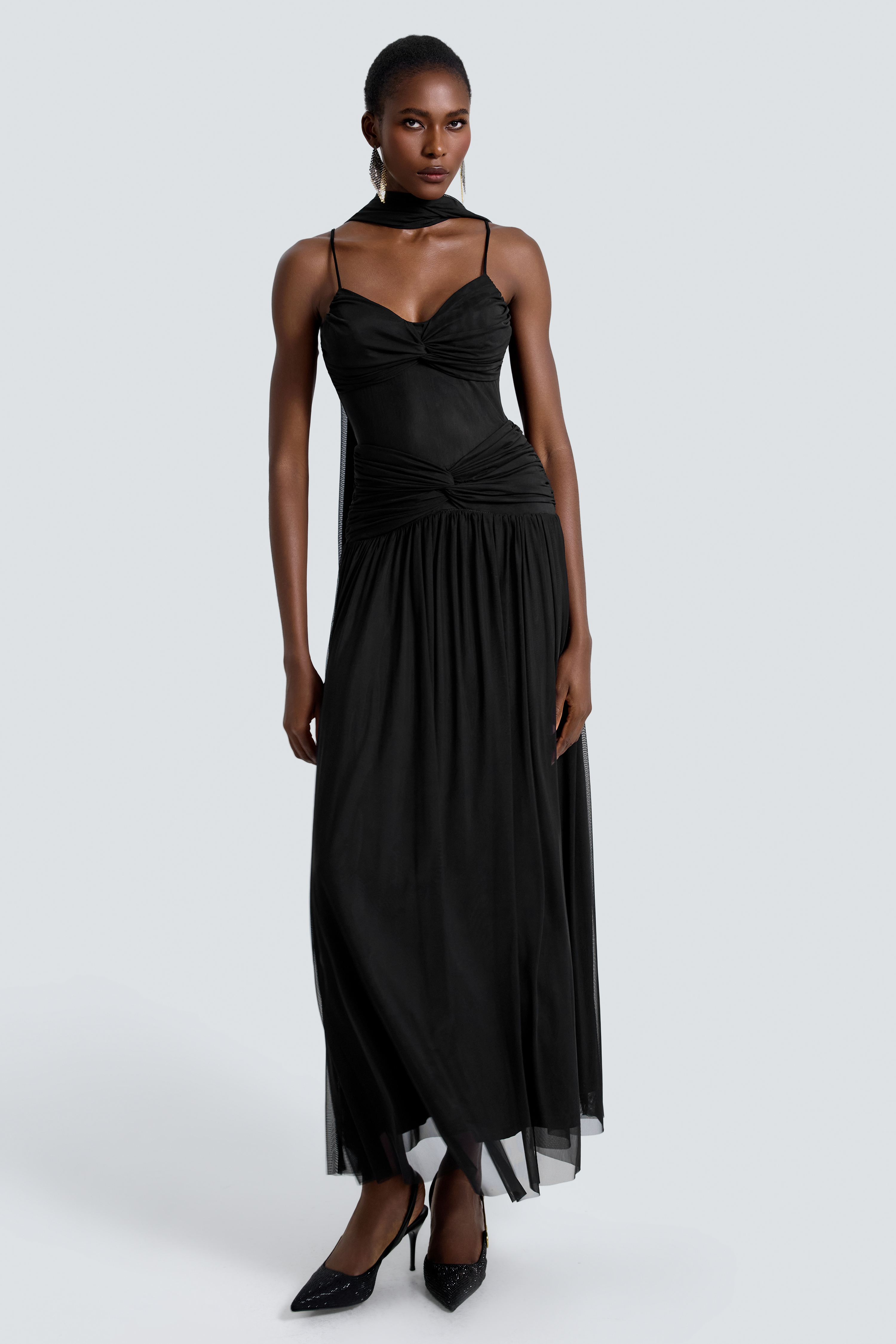 Mesh See-Through Slip Maxi Dress
