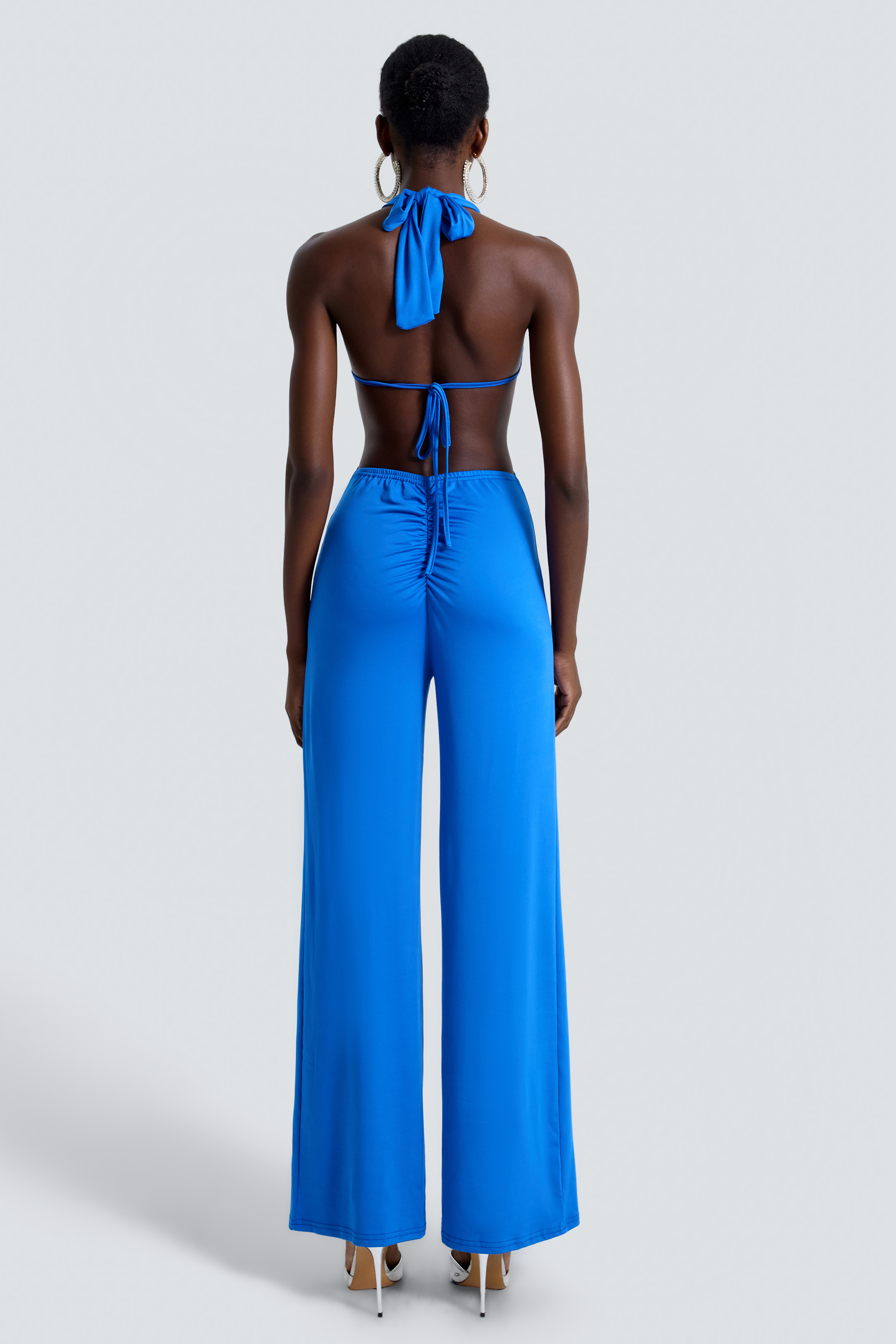 Jersey Metal Decorations Halter Neck Jumpsuit