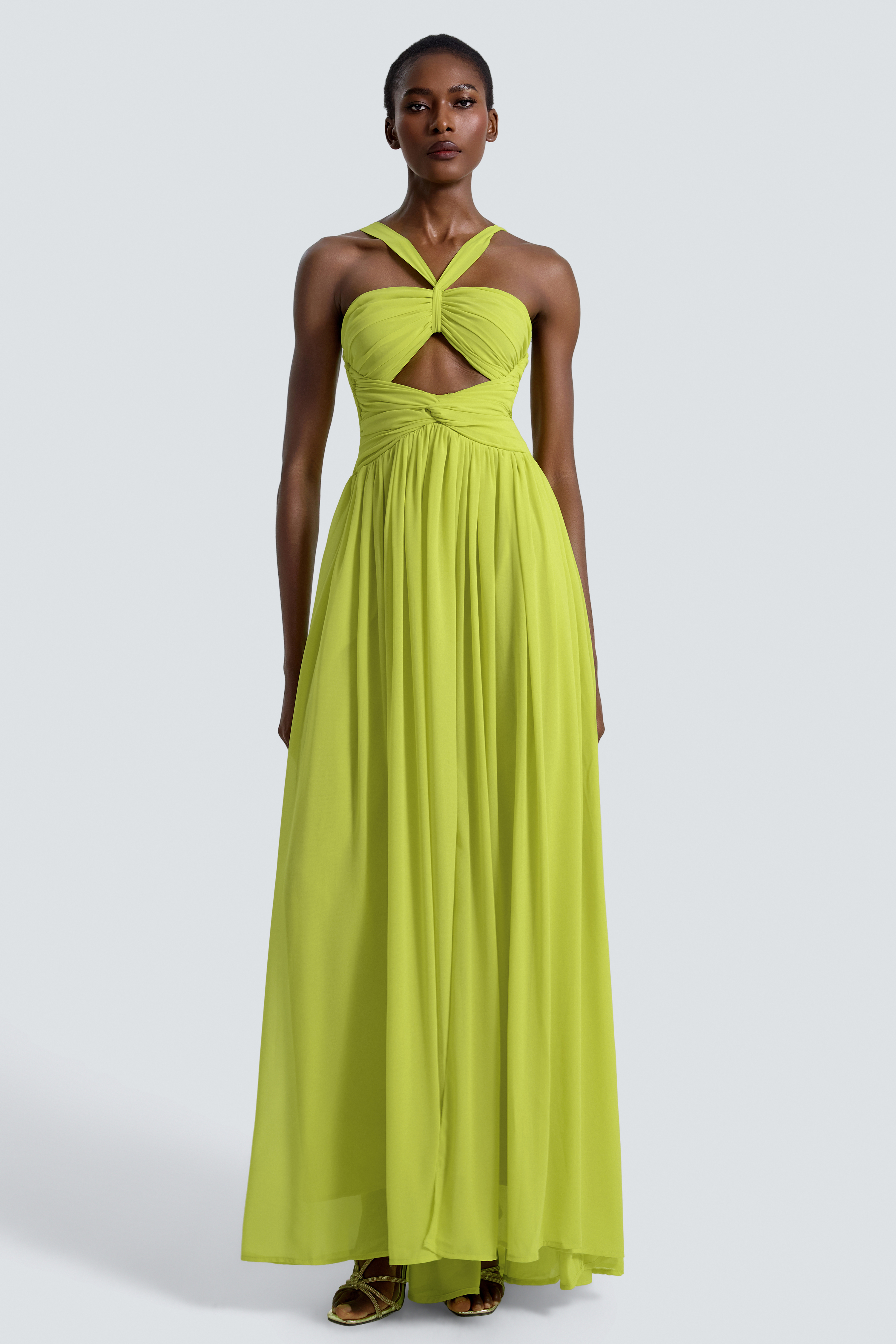 Chiffon Cut-Out Knotted Maxi Dress