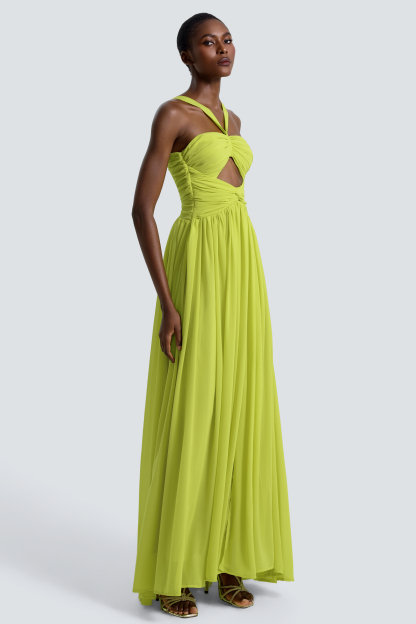 Chiffon Cut-Out Knotted Maxi Dress