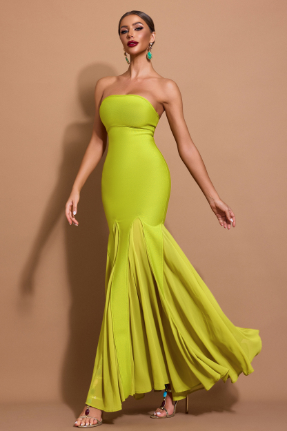 Chiffon Splicing Bandage Off-Shoulder Midi Dress