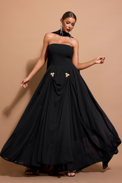 Chiffon Off-Shoulder Maxi Dress
