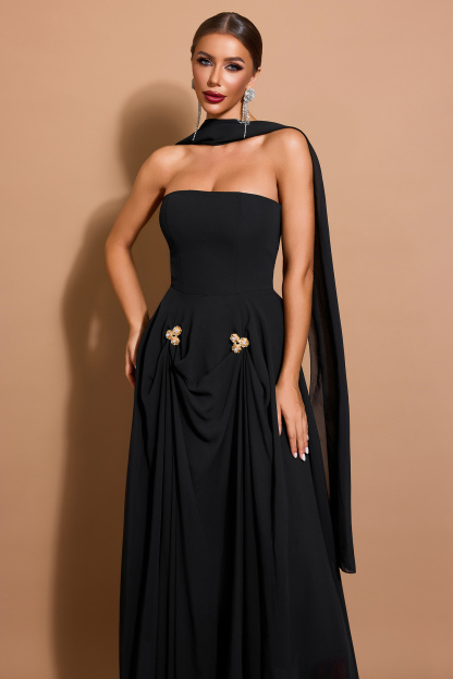 Chiffon Off-Shoulder Maxi Dress