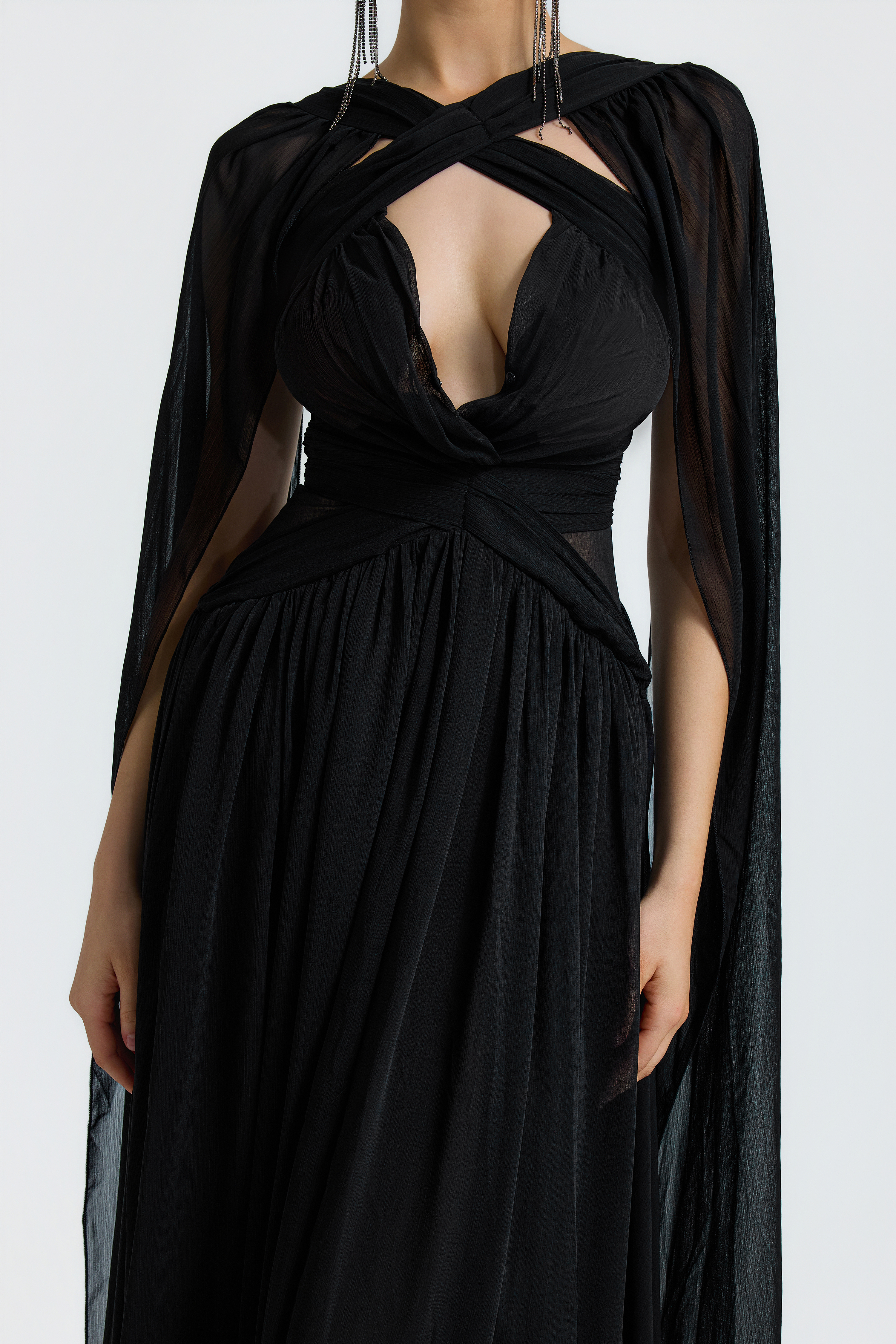 Chiffon Halter Sheer Maxi Dress