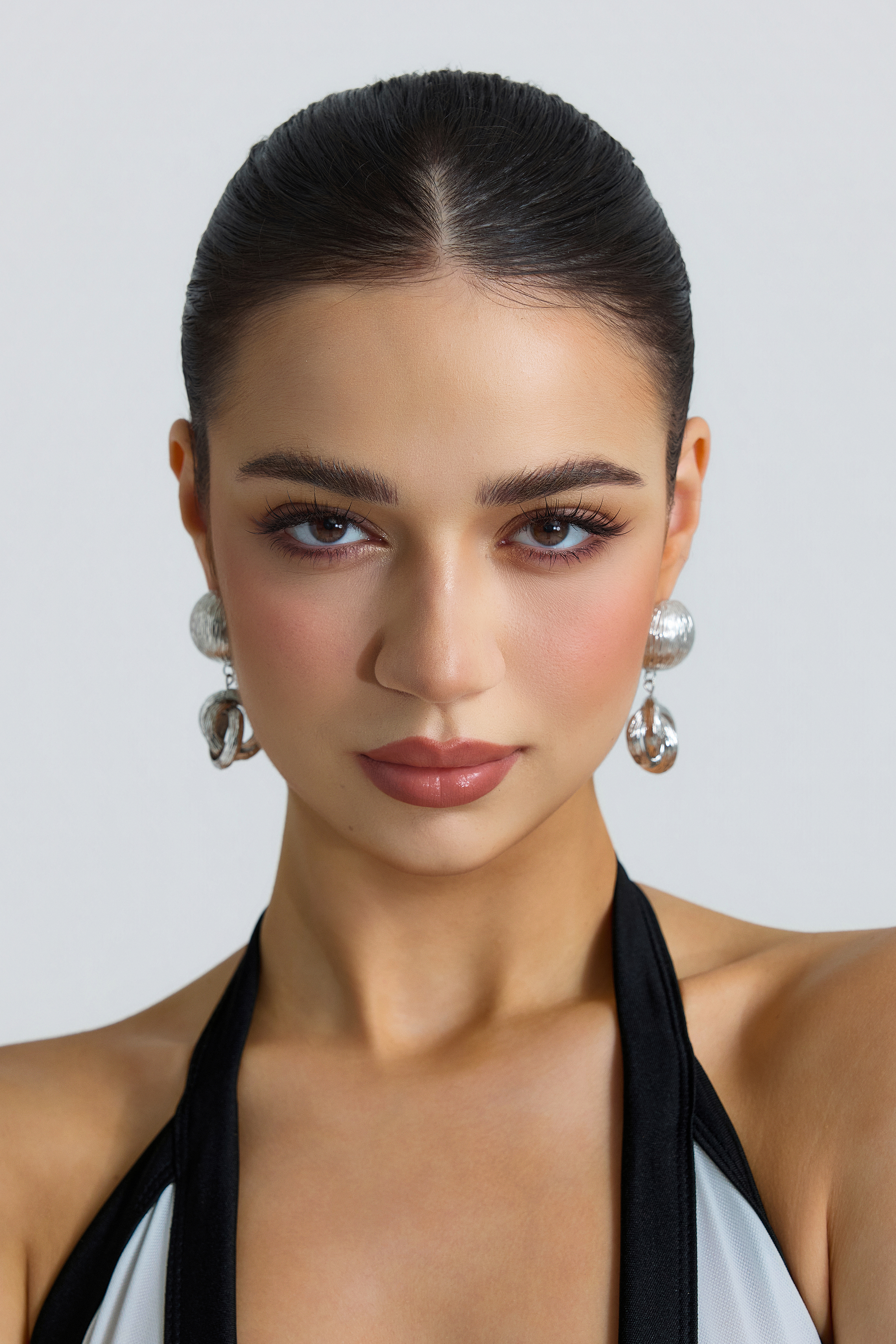 Metal Textured Ball Twist Ring Earrings