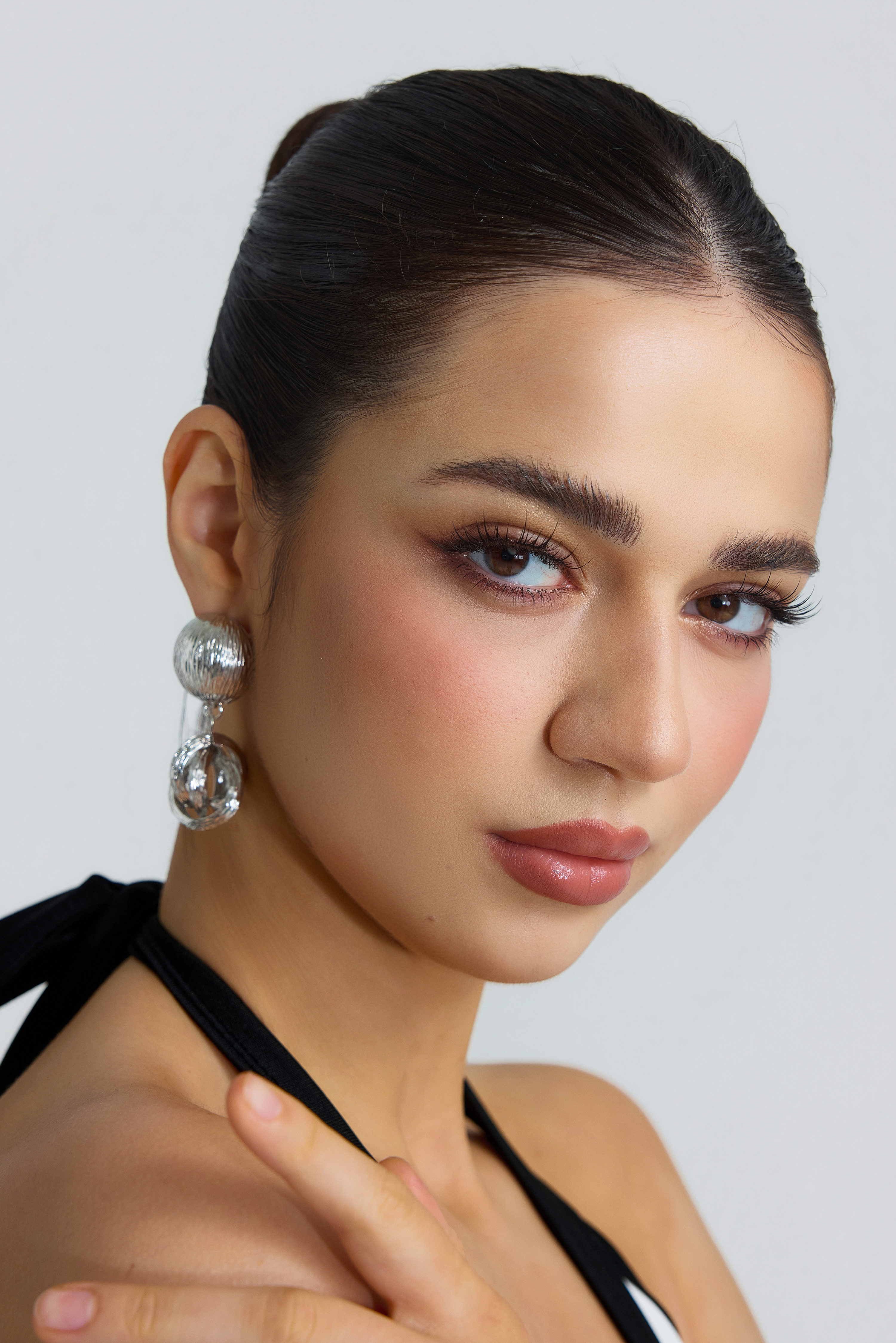 Metal Textured Ball Twist Ring Earrings