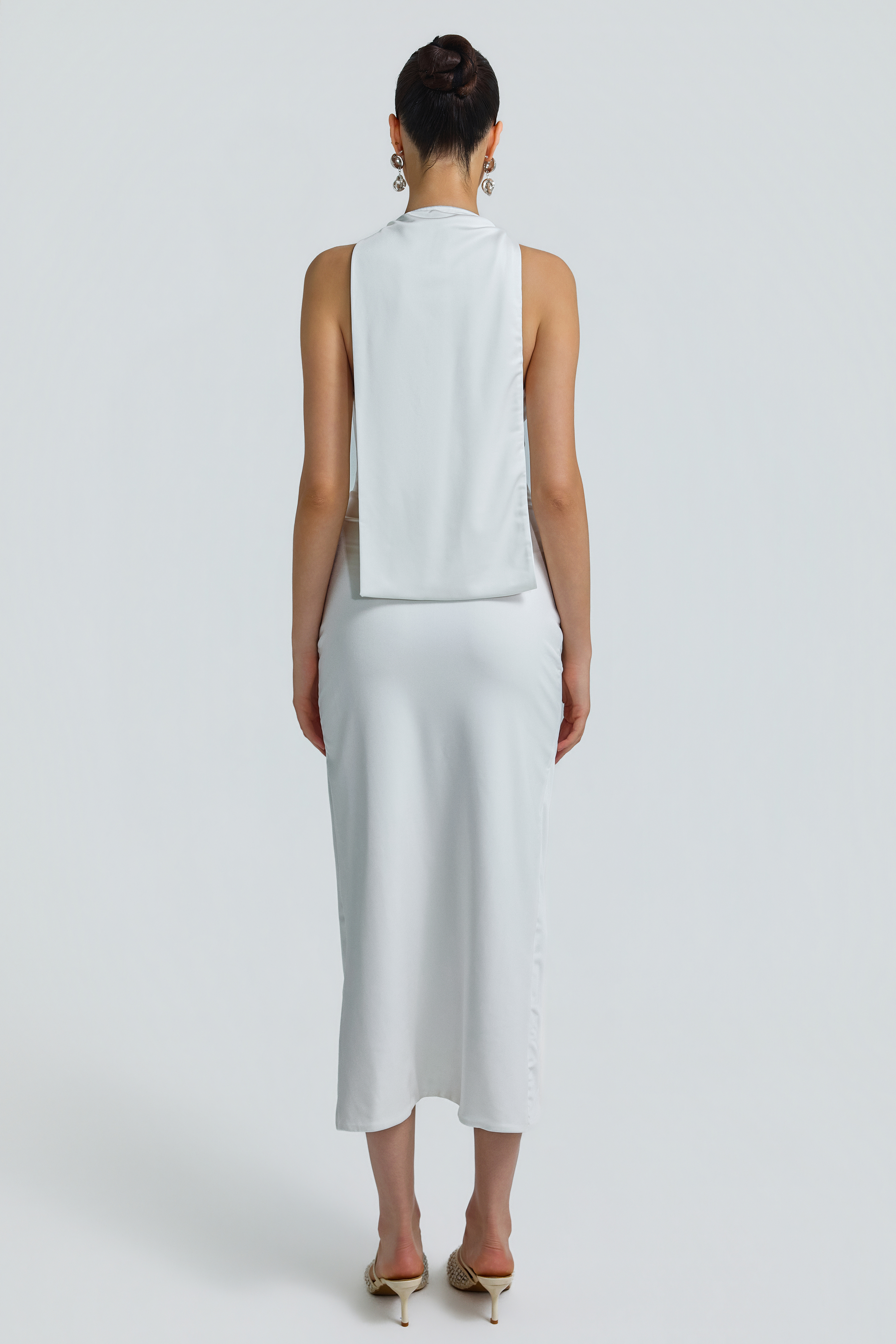 Jersey Metal Decorations Halter Neck Midi Dress