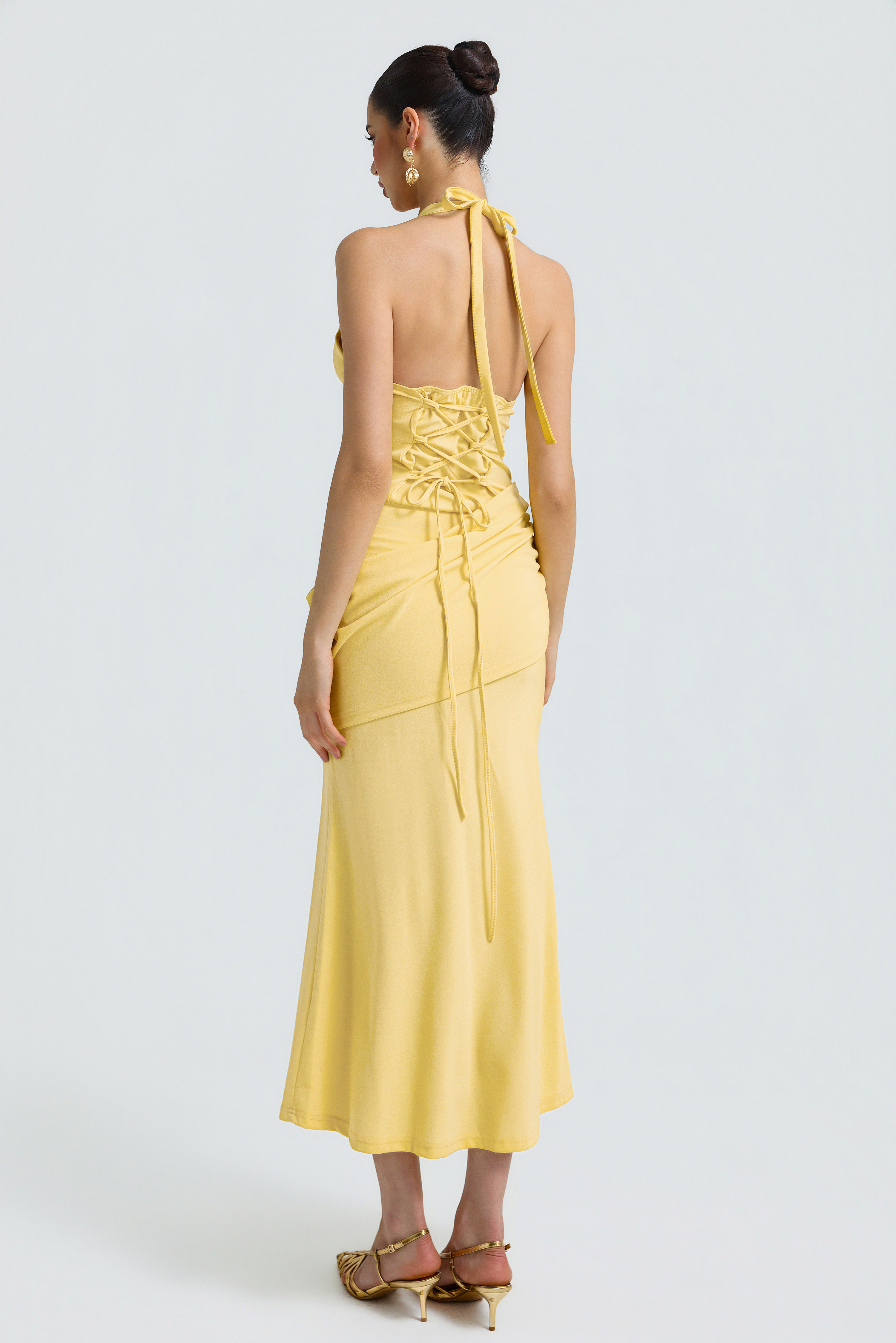 Jersey Halter Neck Tie-Up Midi Dress