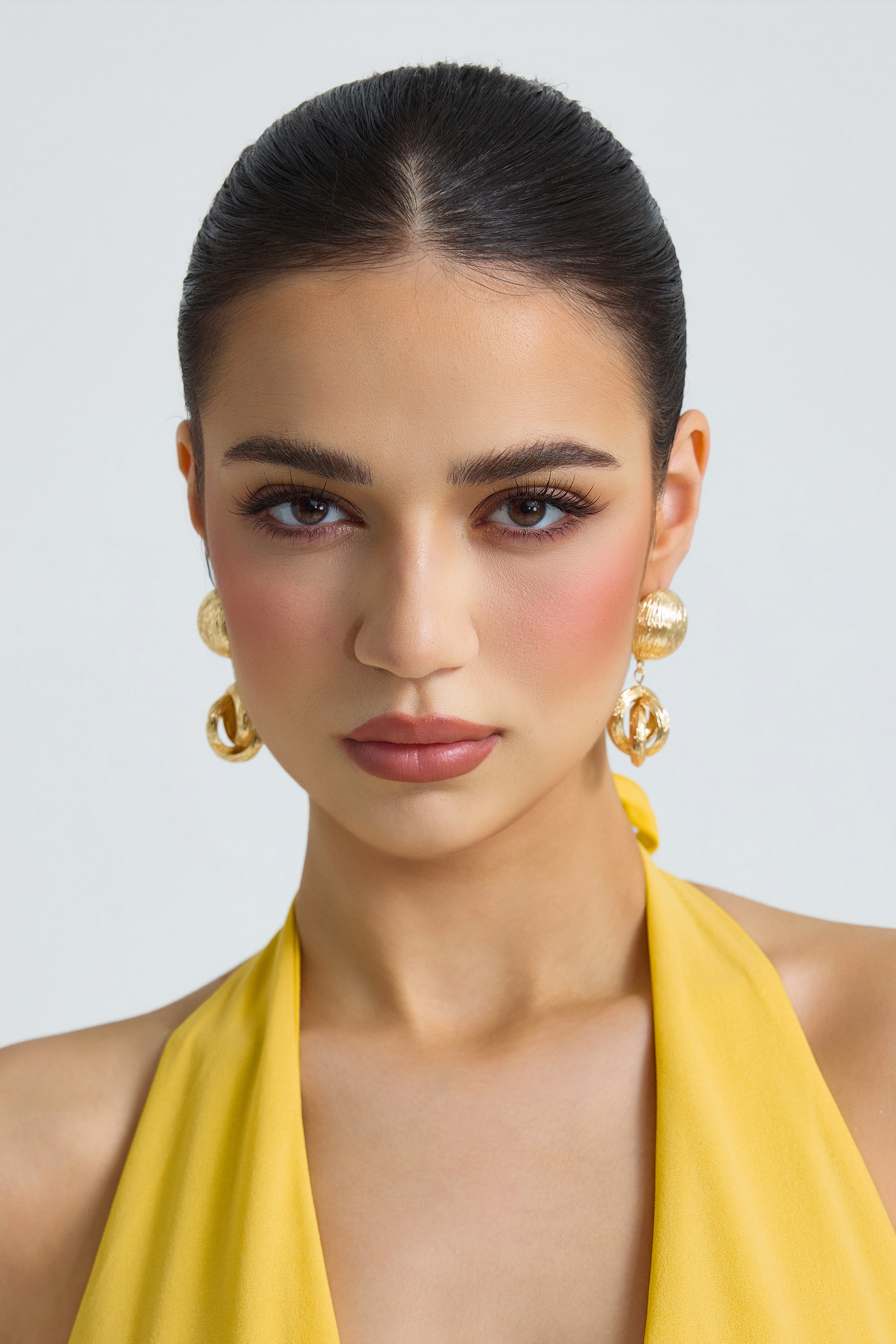 Metal Textured Ball Twist Ring Earrings