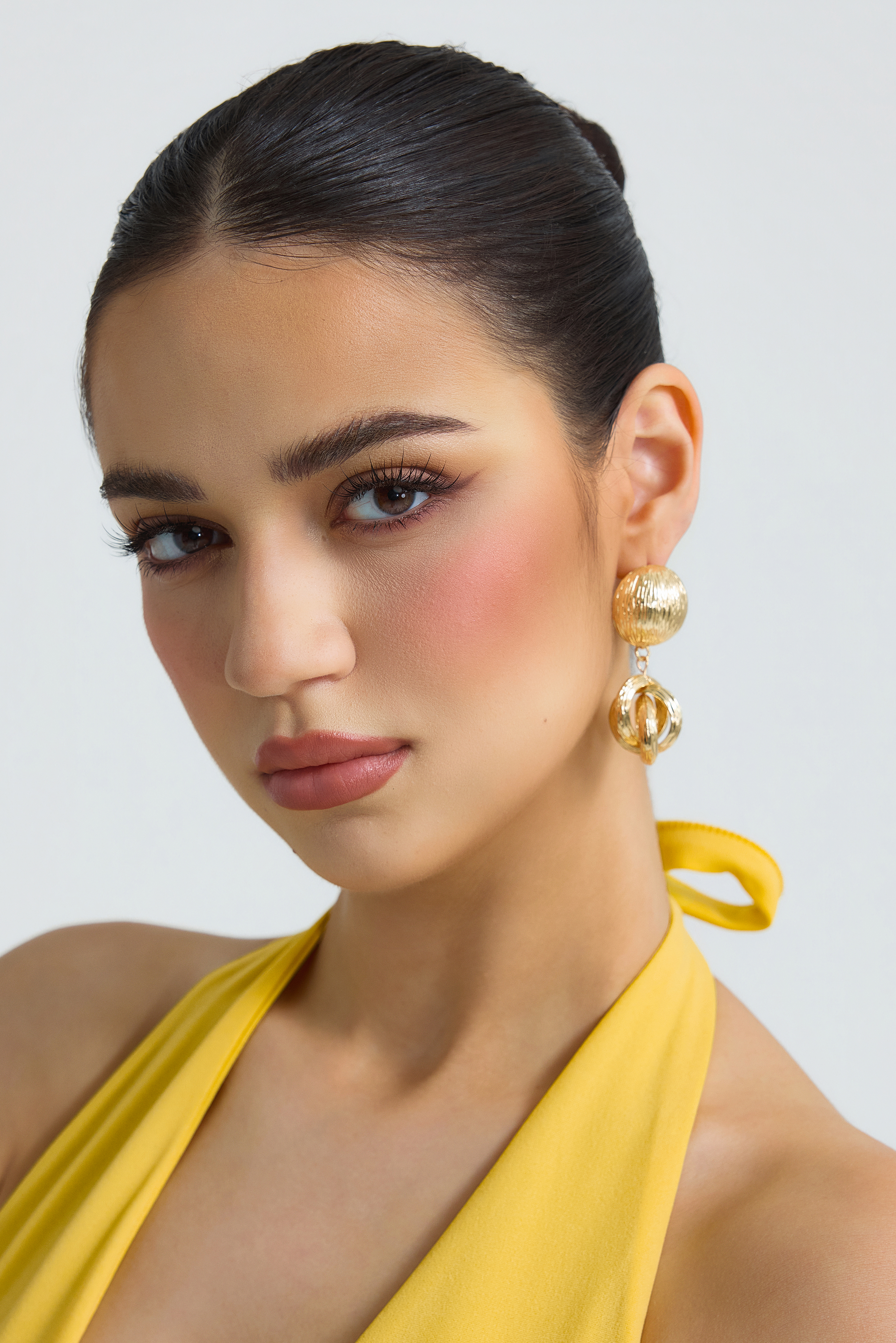Metal Textured Ball Twist Ring Earrings