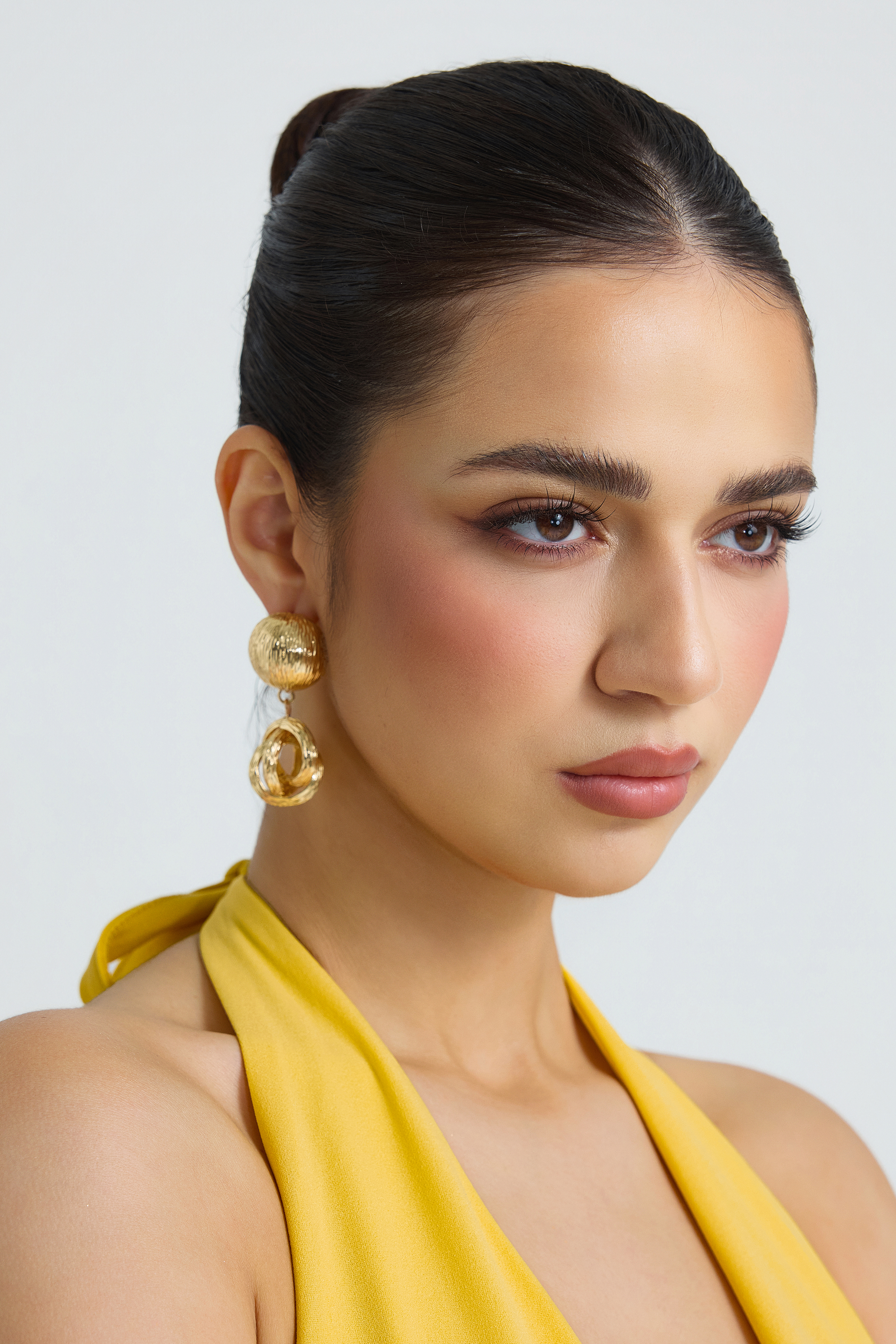 Metal Textured Ball Twist Ring Earrings