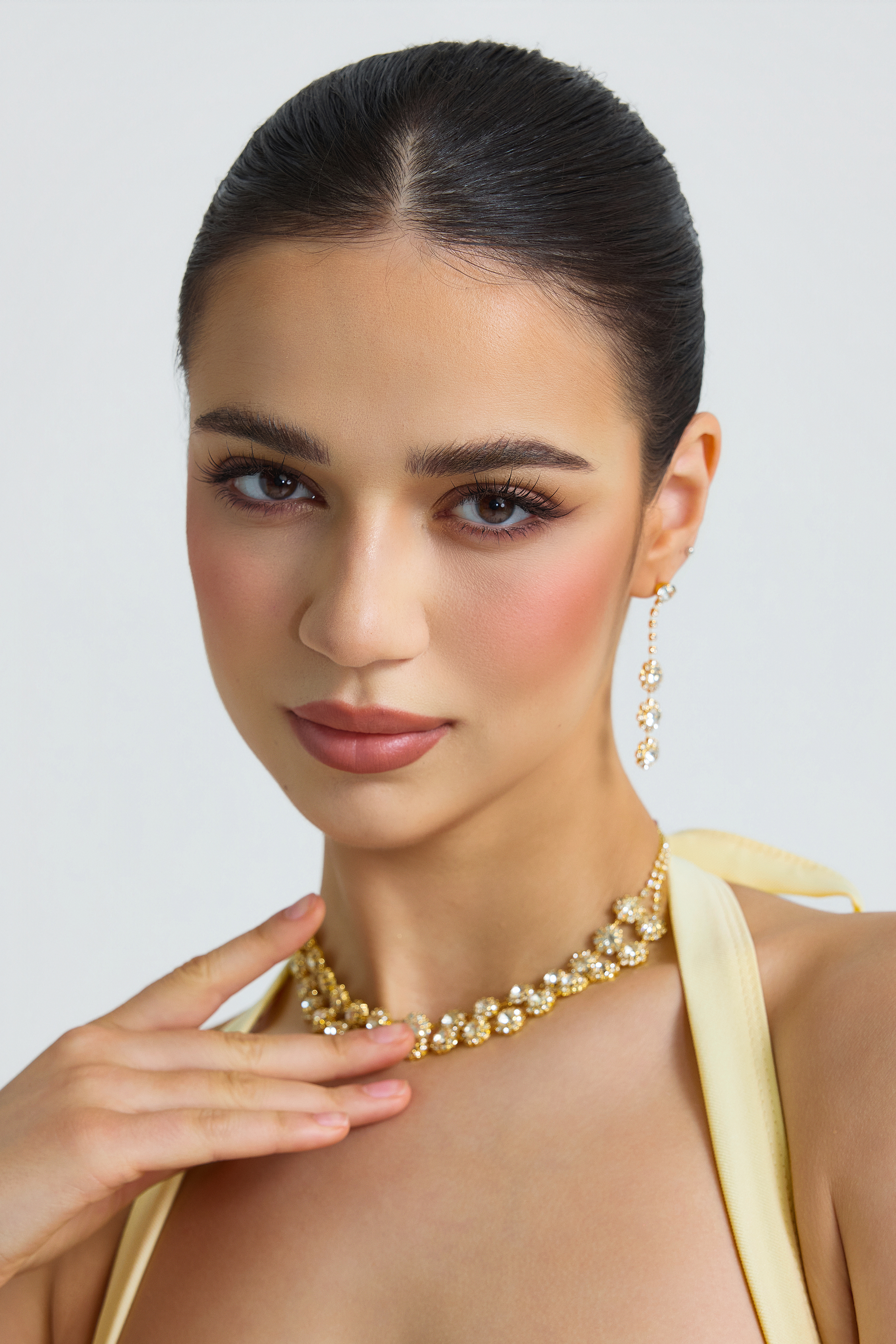 Metallic Rhinestone Earring And Necklace Set