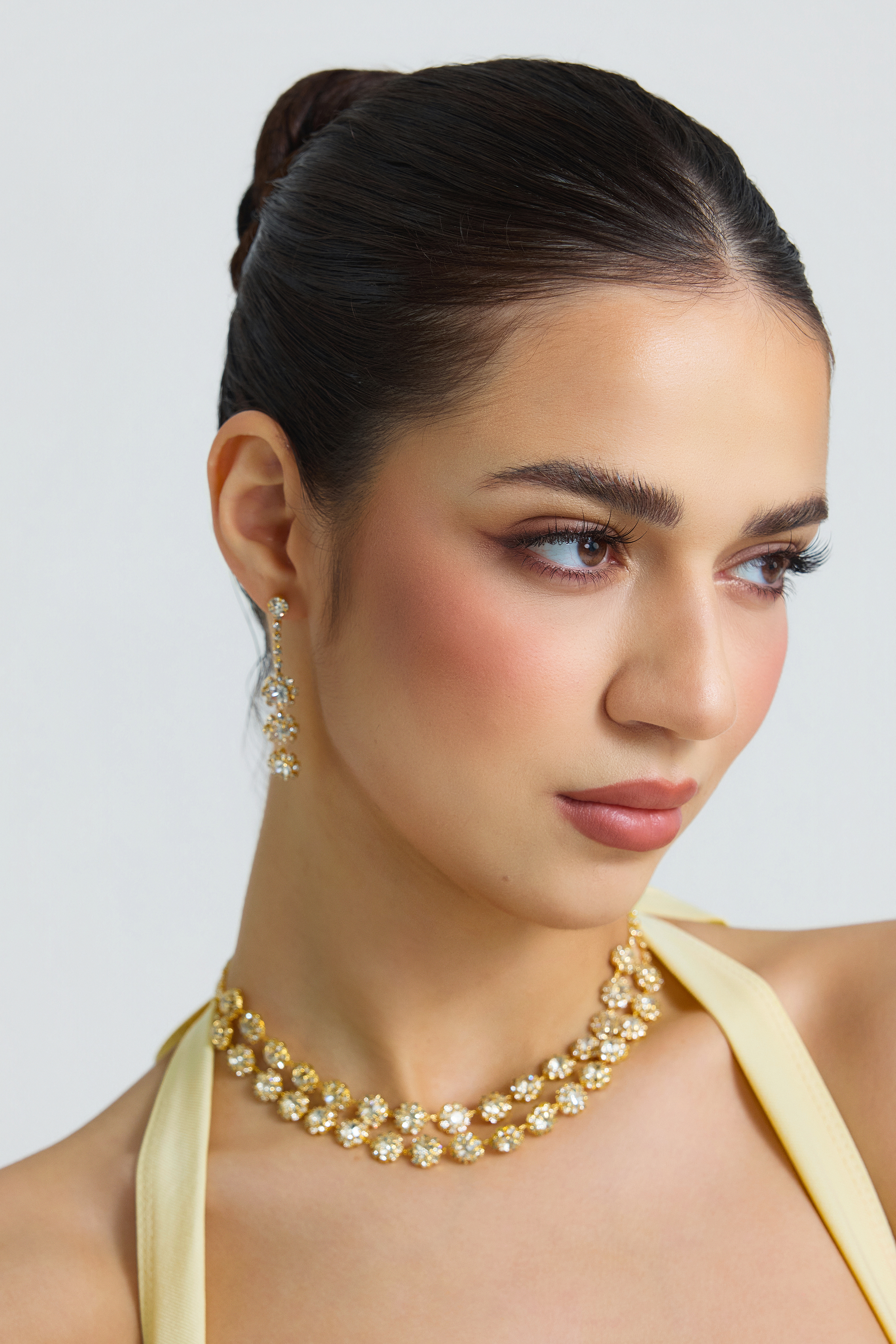 Metallic Rhinestone Earring And Necklace Set