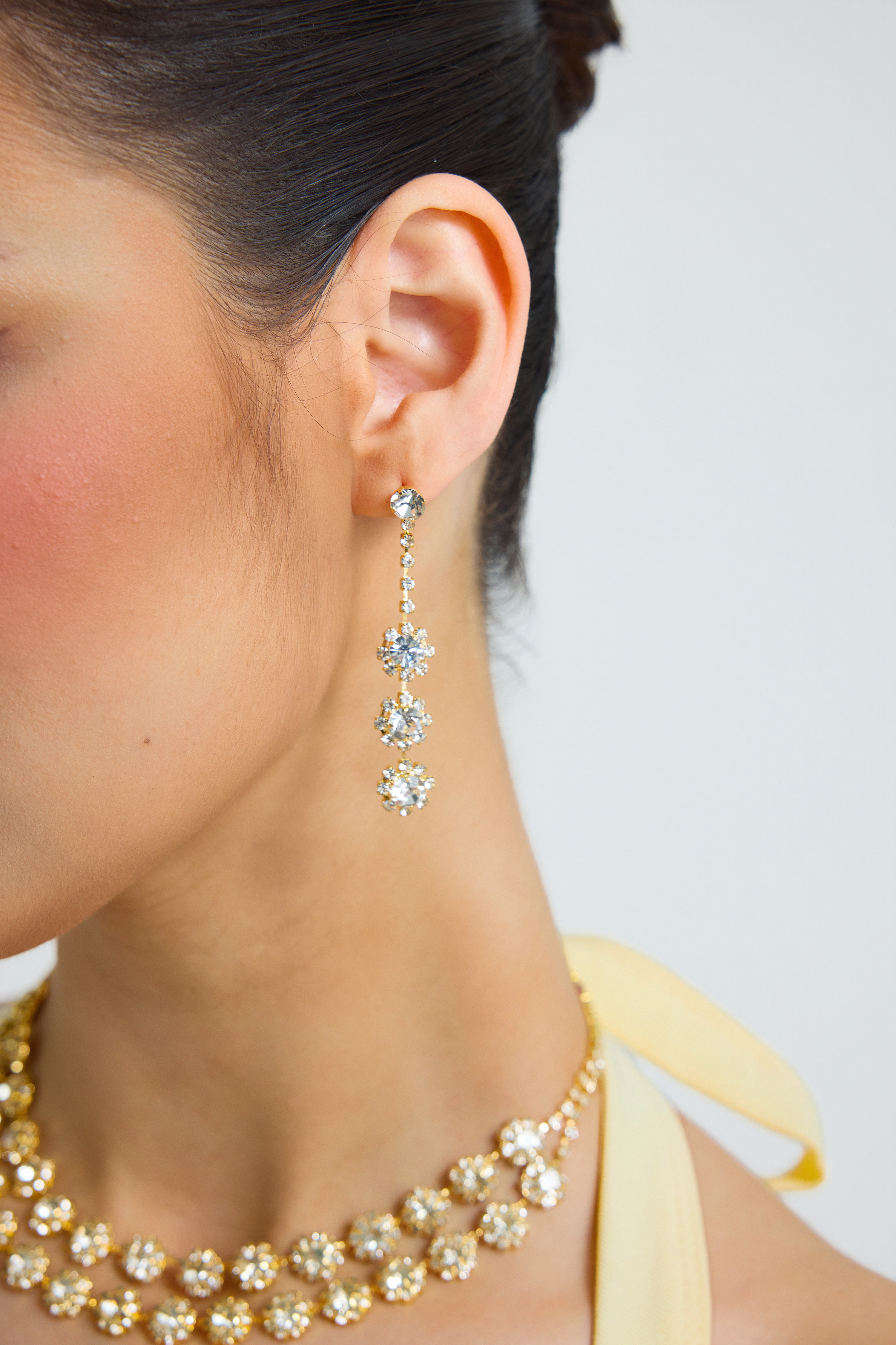 Metallic Rhinestone Earring And Necklace Set