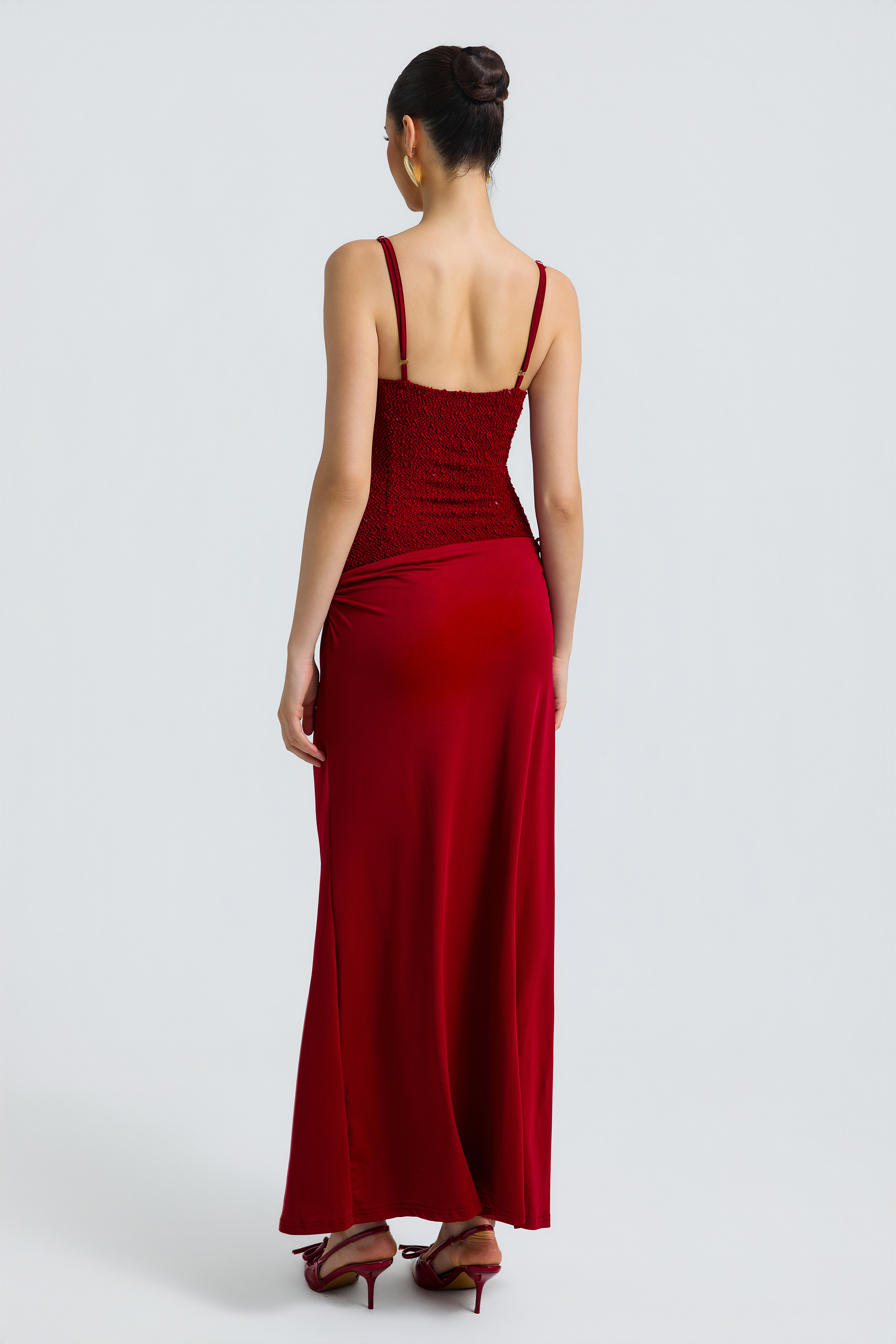 Jersey Sequin Slit Maxi Dress