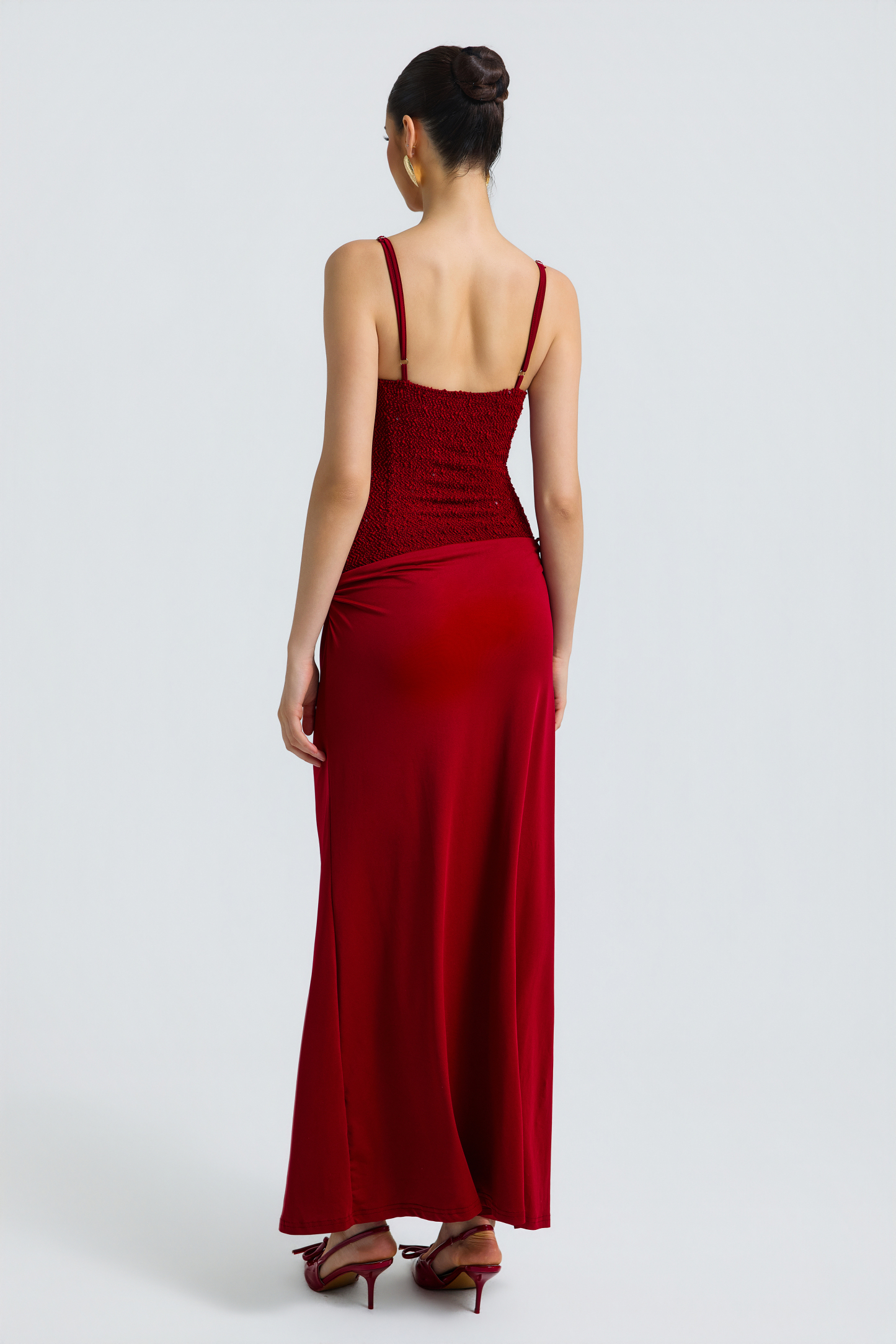 Jersey Sequin Slit Maxi Dress