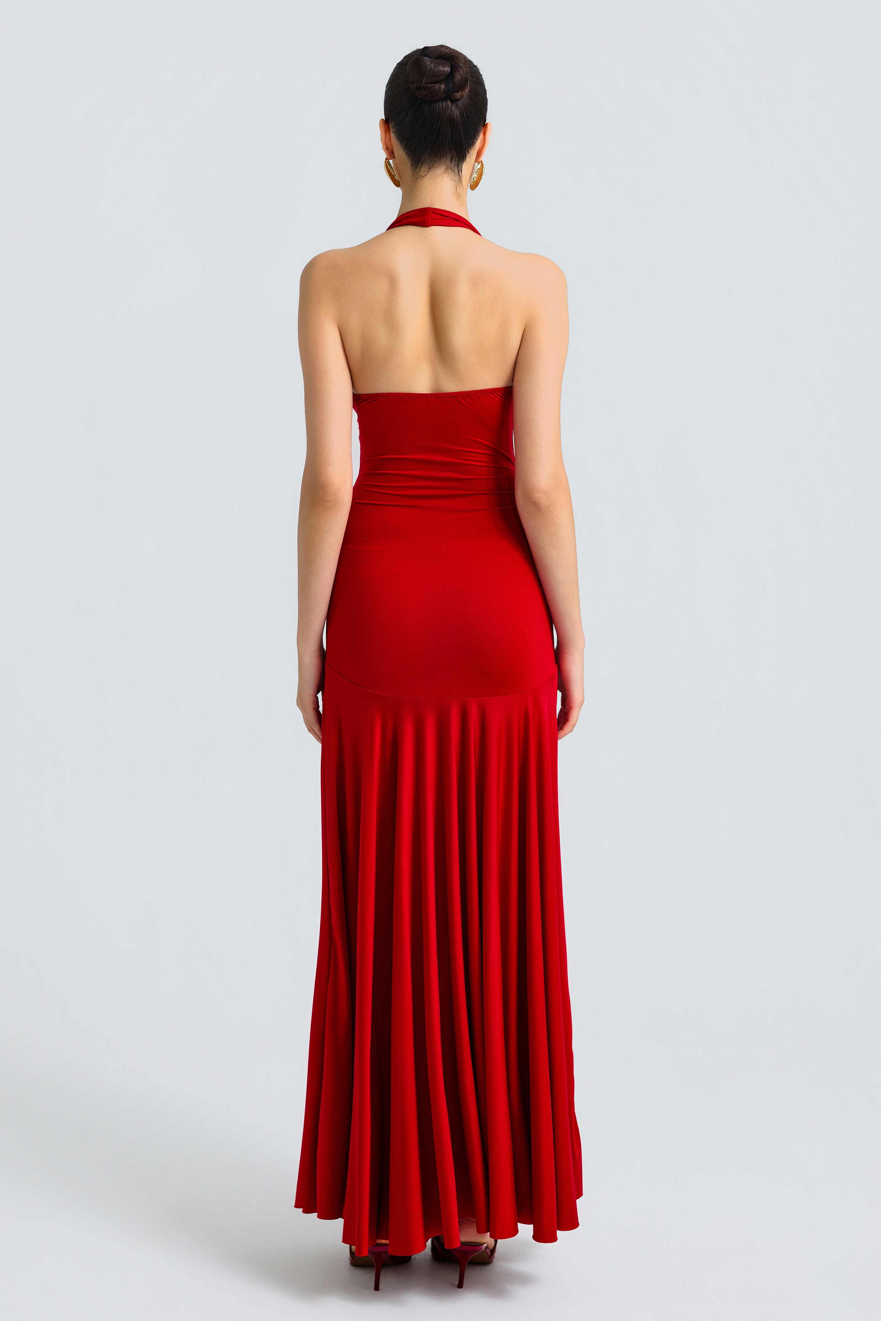 Jersey Halter Neck Backless Maxi Dress