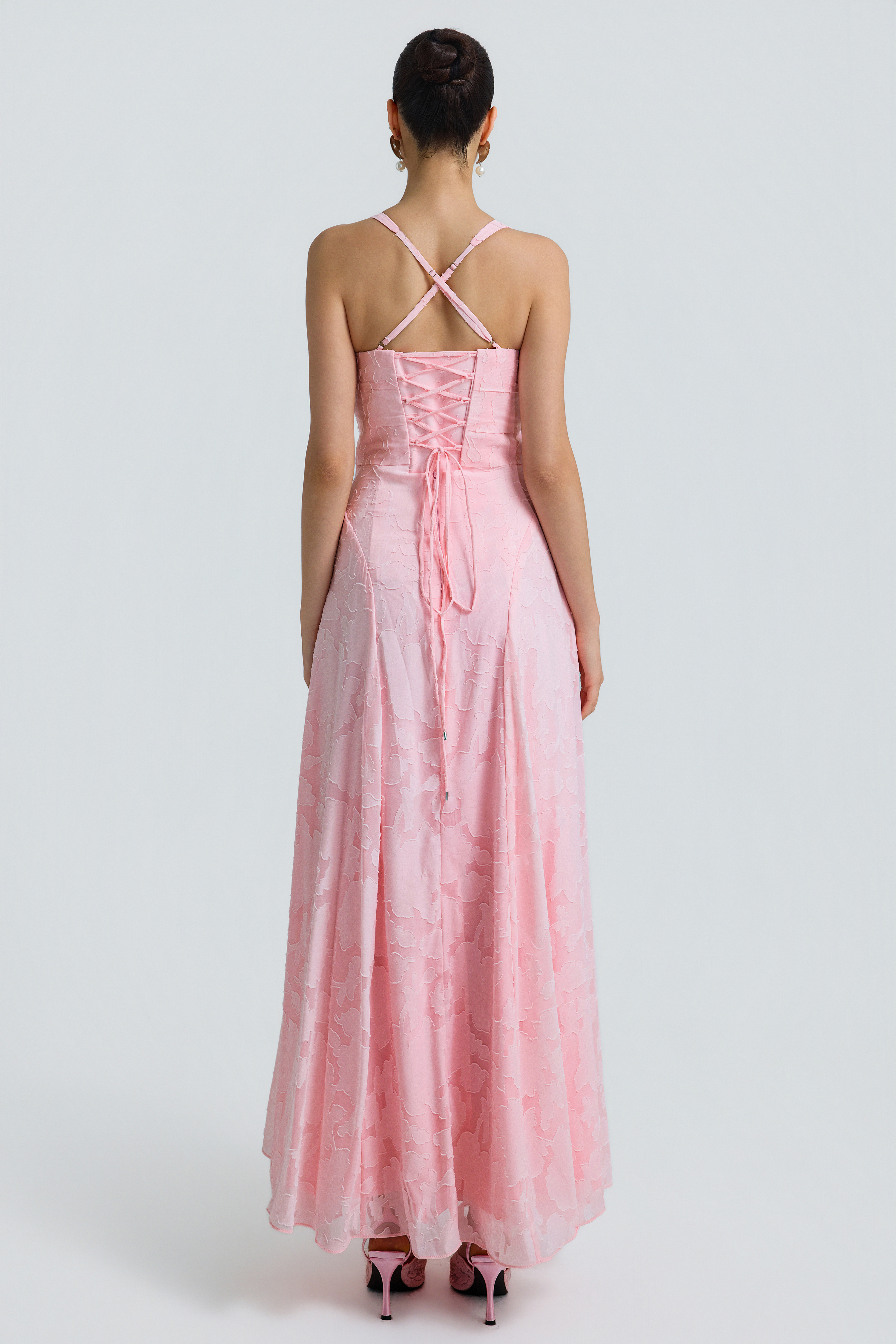 Burn-Out Tie-Up Slip Maxi Dress