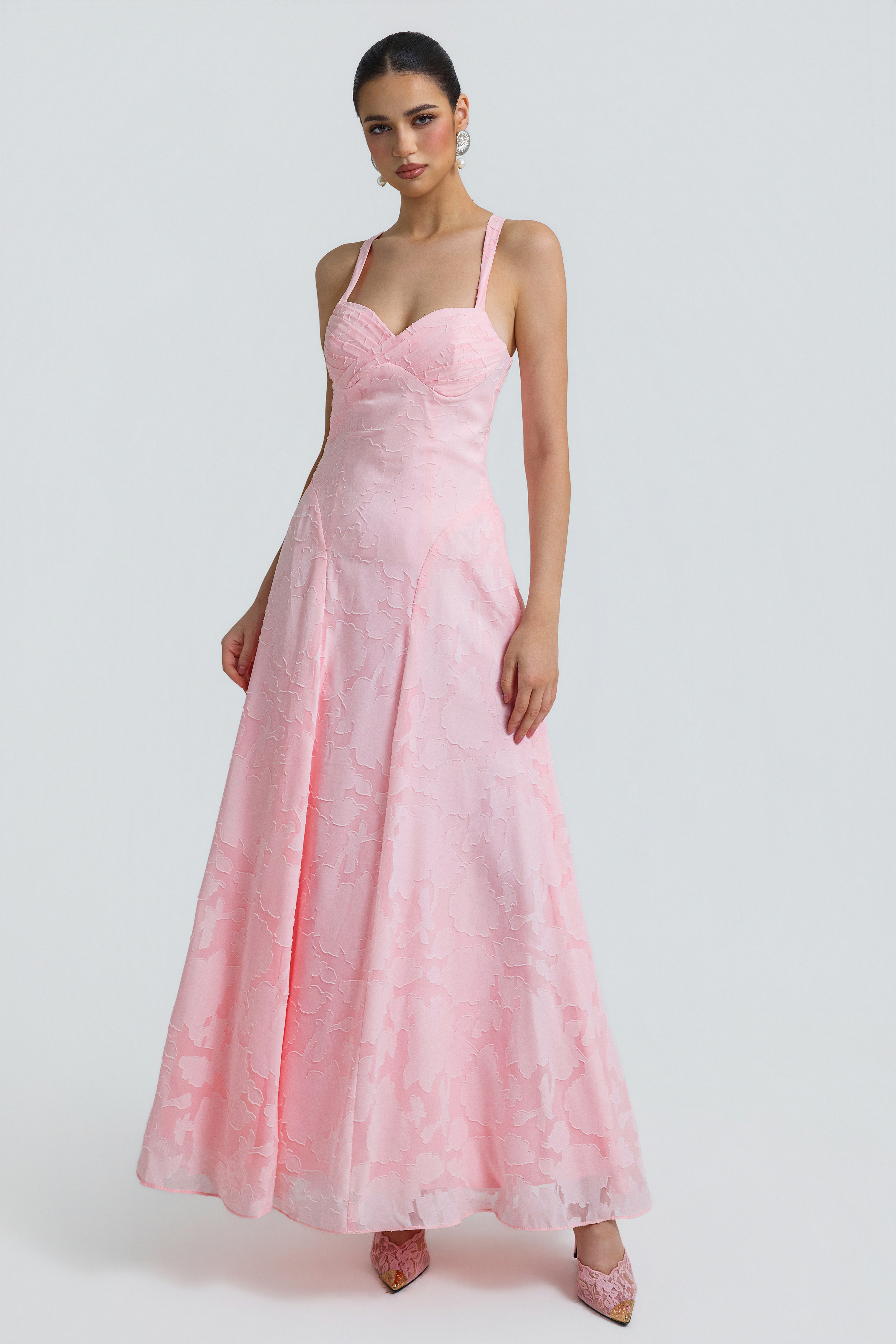 Burn-Out Tie-Up Slip Maxi Dress