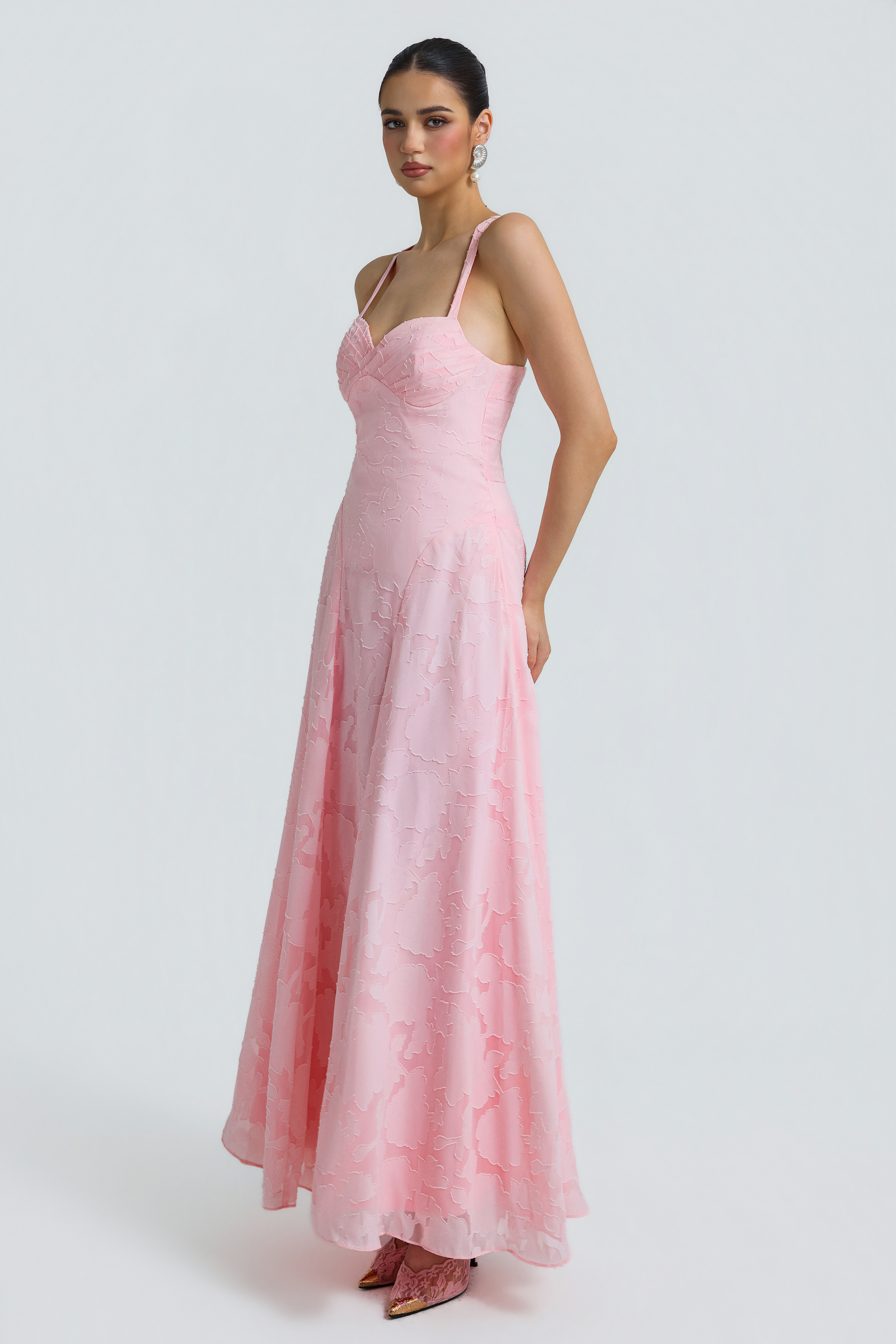 Burn-Out Tie-Up Slip Maxi Dress