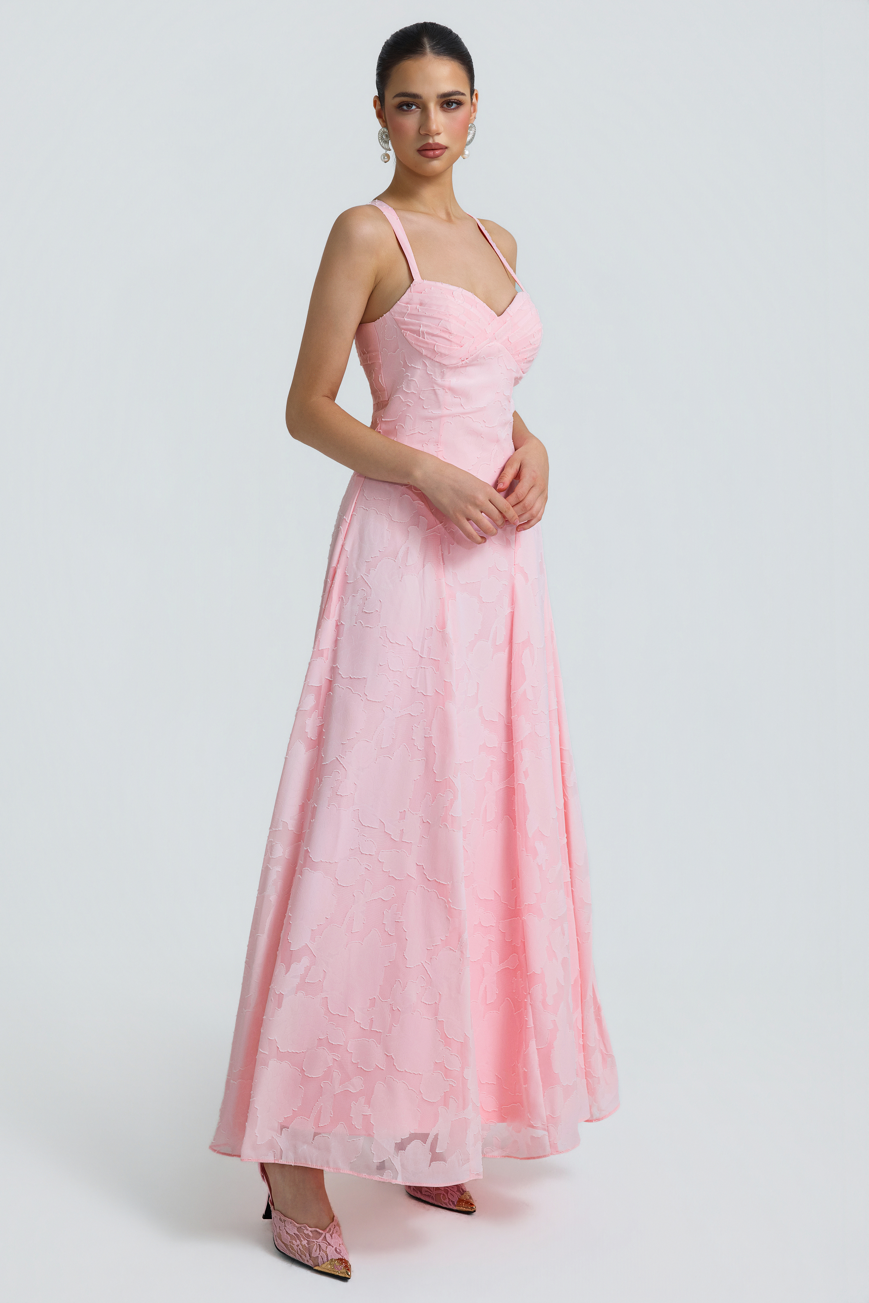 Burn-Out Tie-Up Slip Maxi Dress