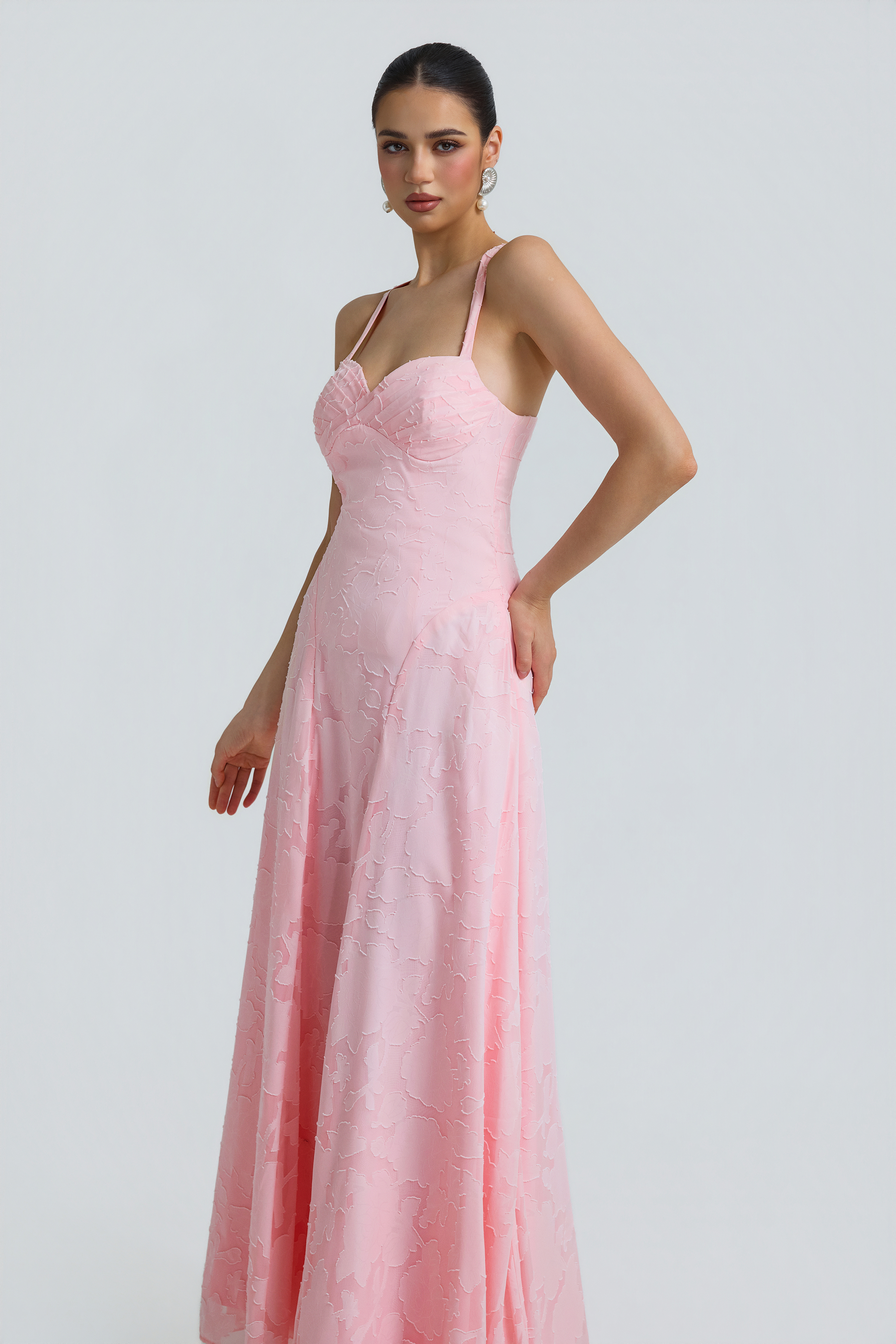Burn-Out Tie-Up Slip Maxi Dress