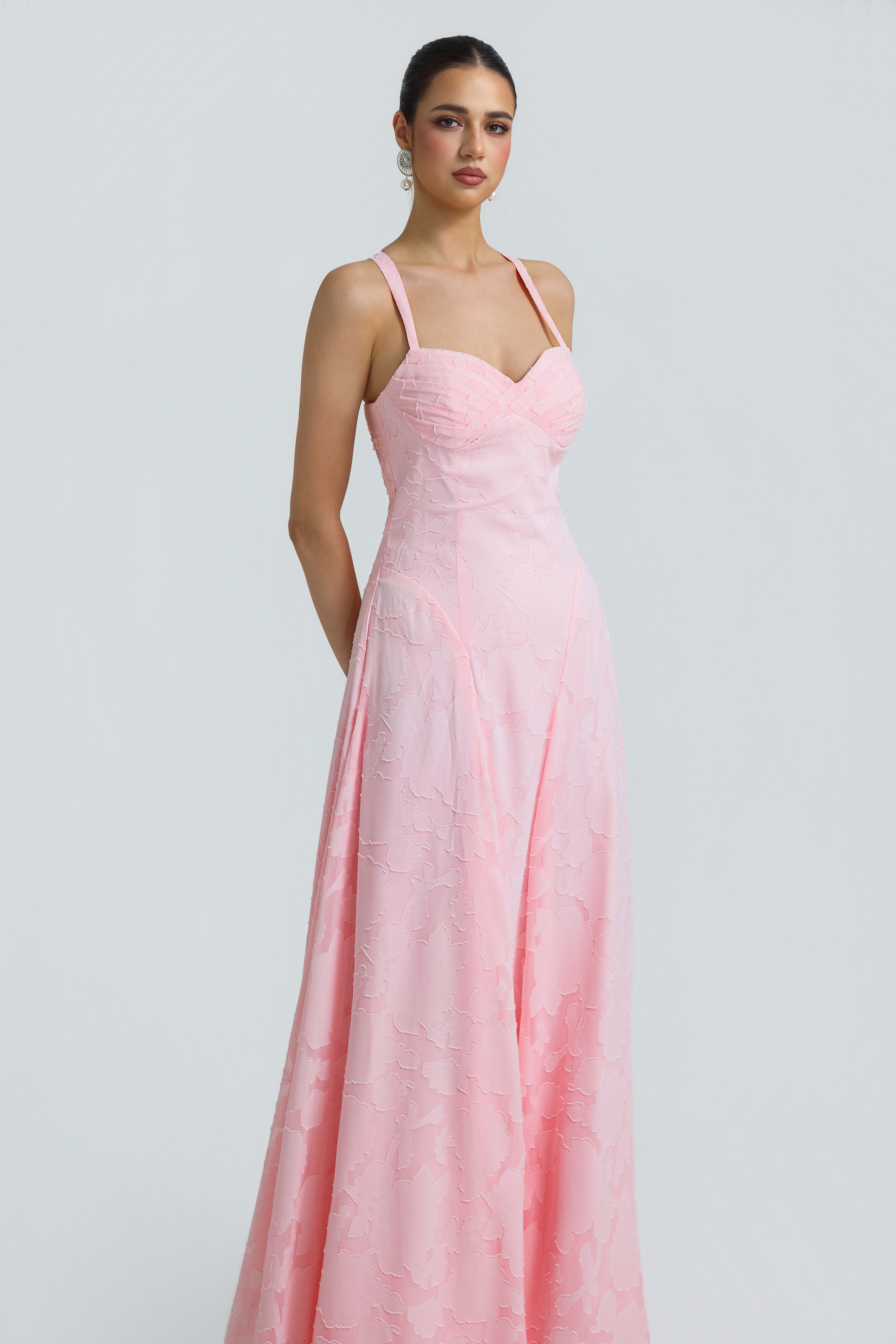 Burn-Out Tie-Up Slip Maxi Dress