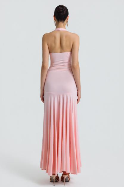 Jersey Halter Neck Backless Maxi Dress