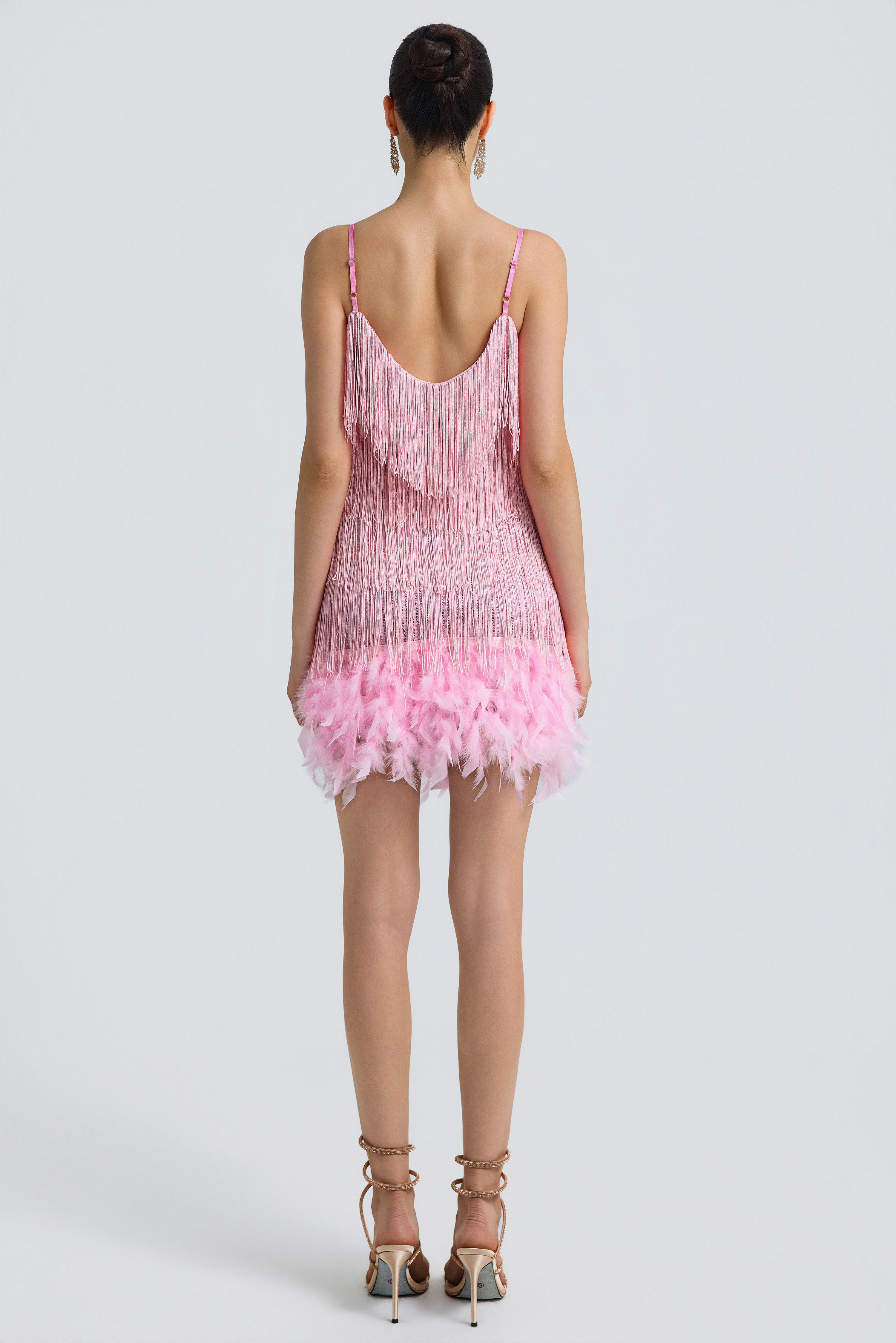 Sequin Tassel Feather Cami Mini Dress