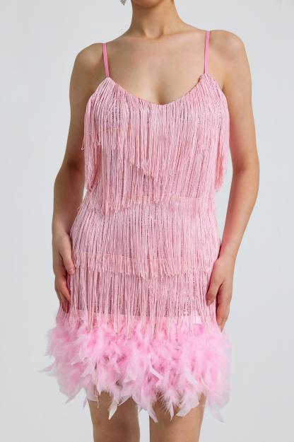 Sequin Tassel Feather Cami Mini Dress