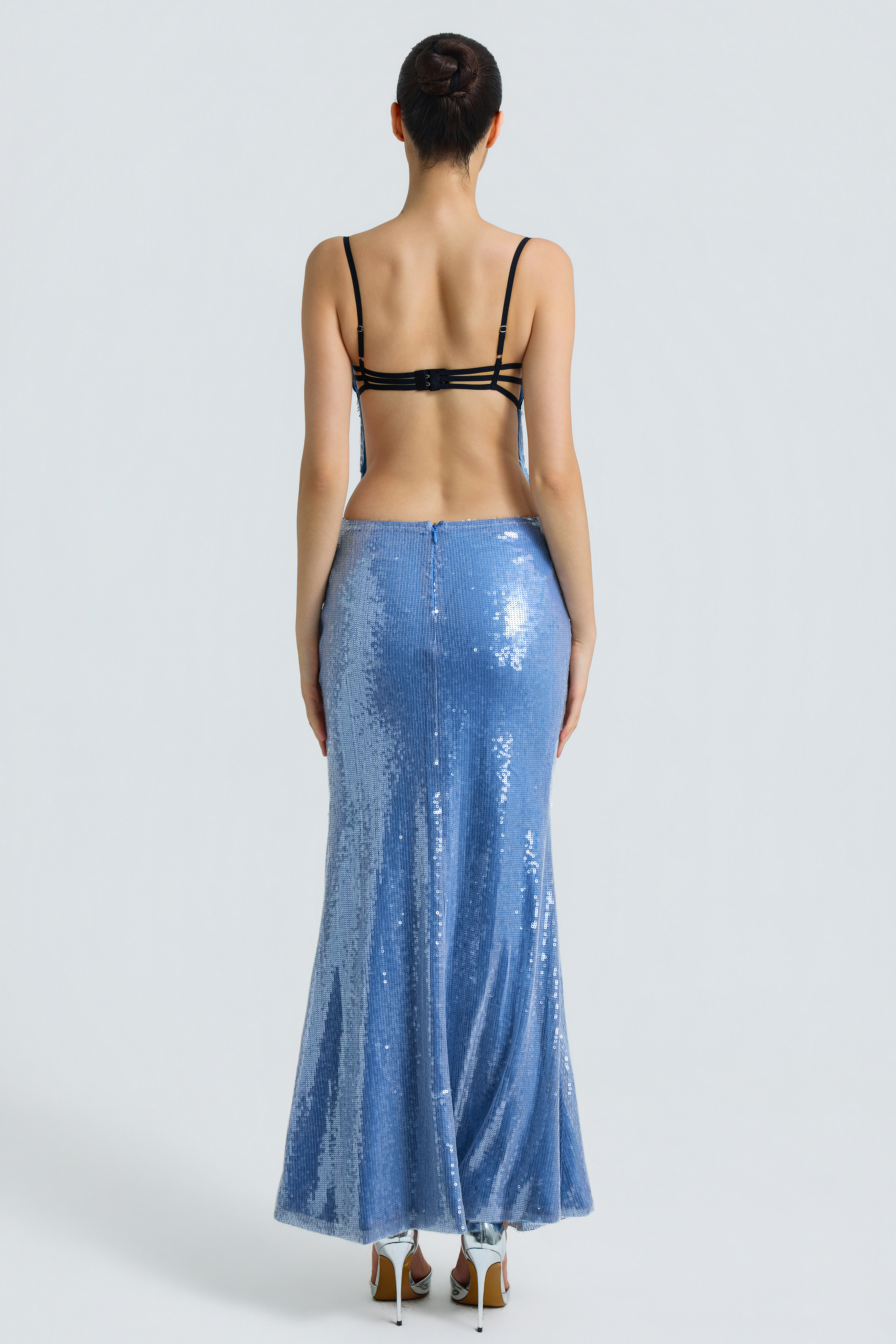 Sequin Splicing Lace Slip Maxi Dress