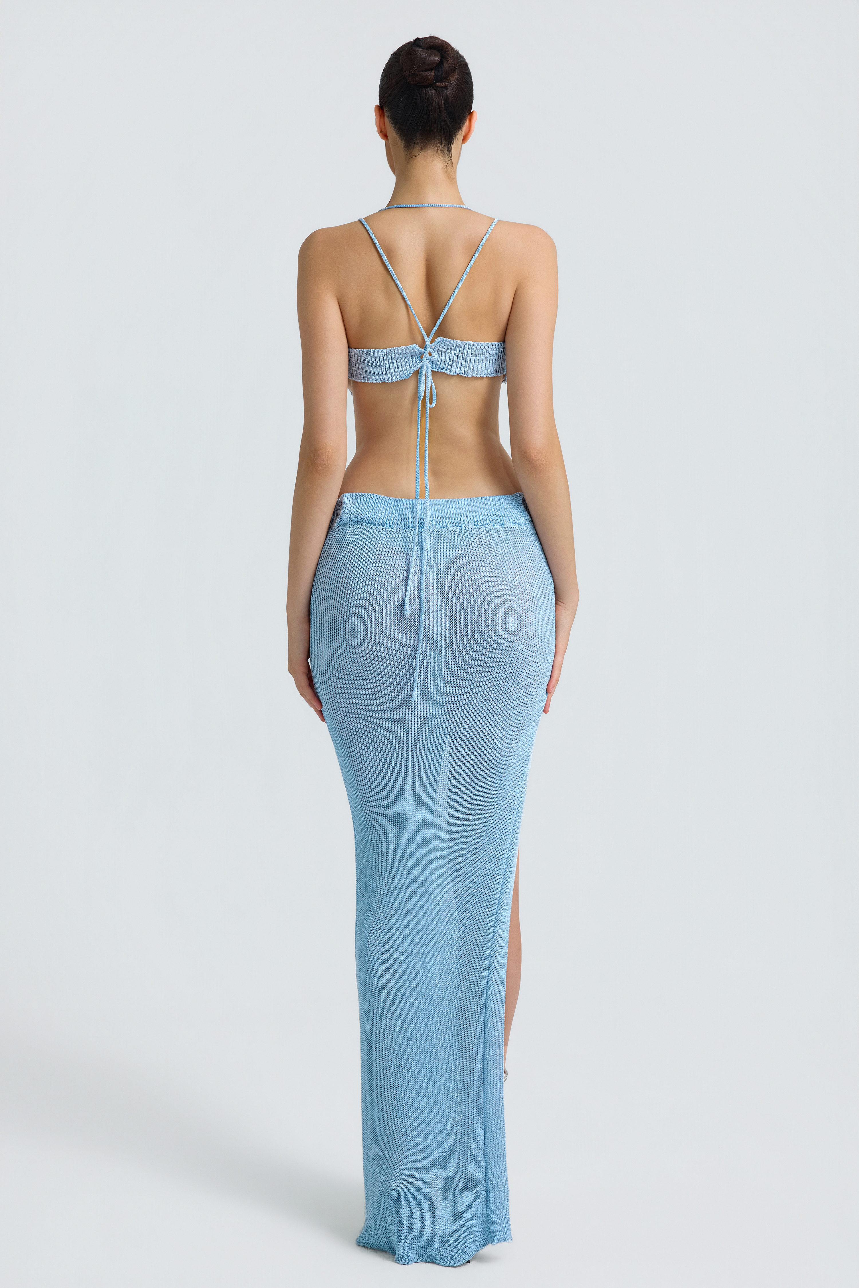 Jersey Halter Cutout High Slit Maxi Dress