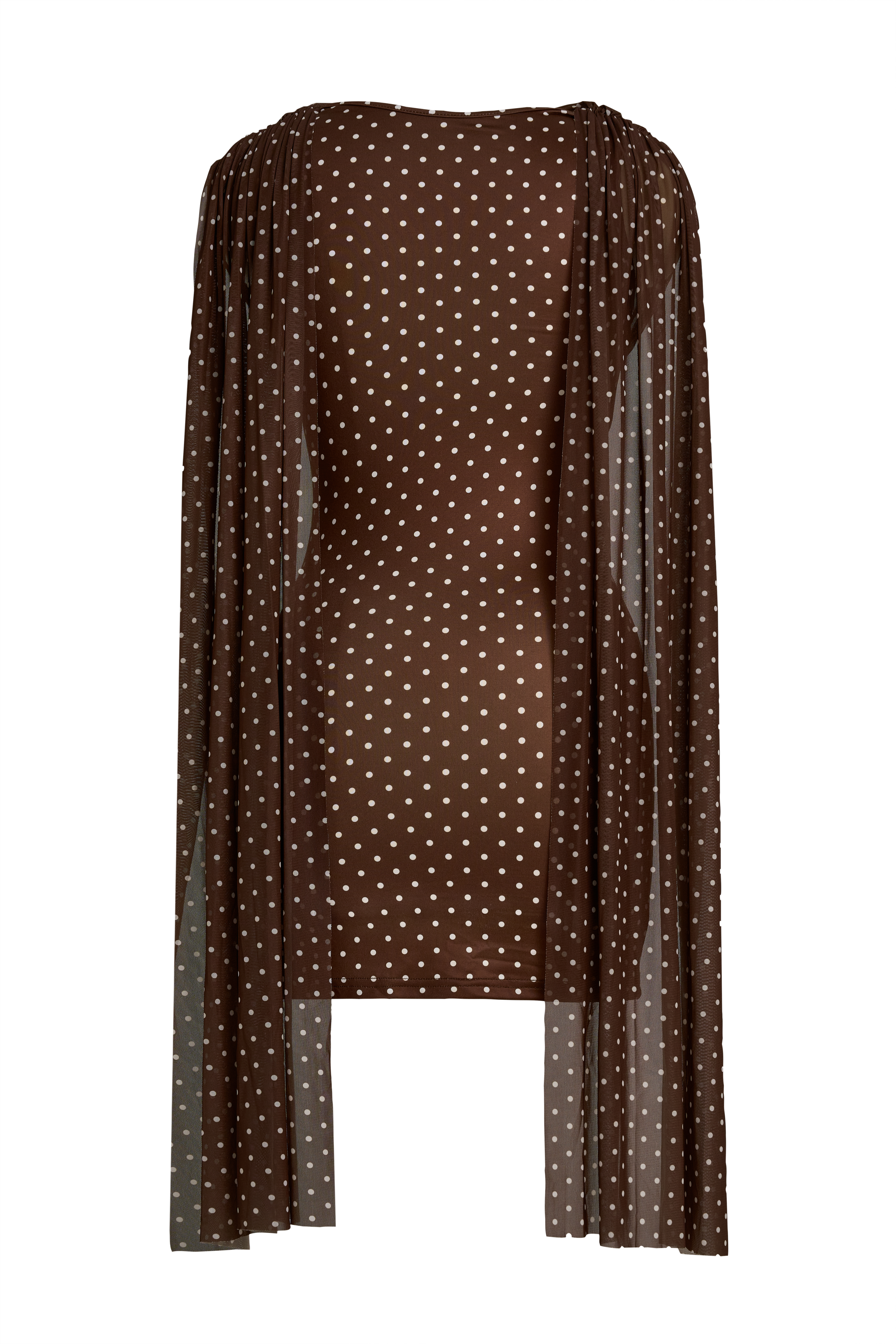 Jersey Splicing Mesh Polka Dot Cape Sleeve Mini Dress