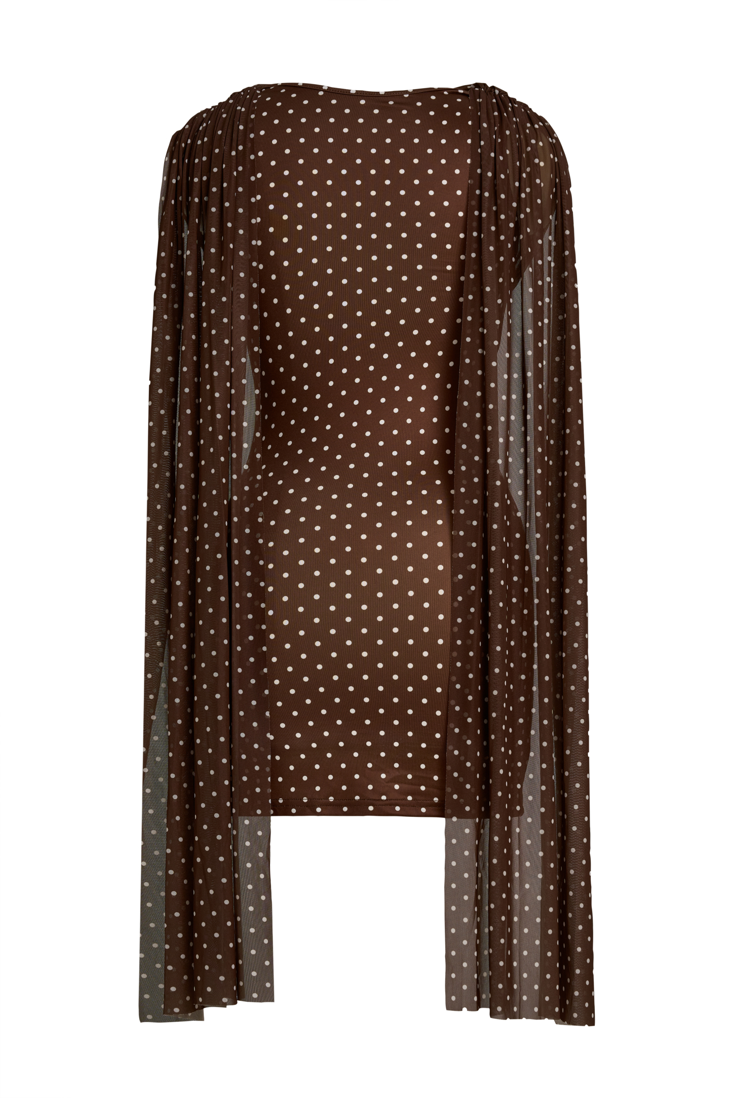 Jersey Splicing Mesh Polka Dot Cape Sleeve Mini Dress