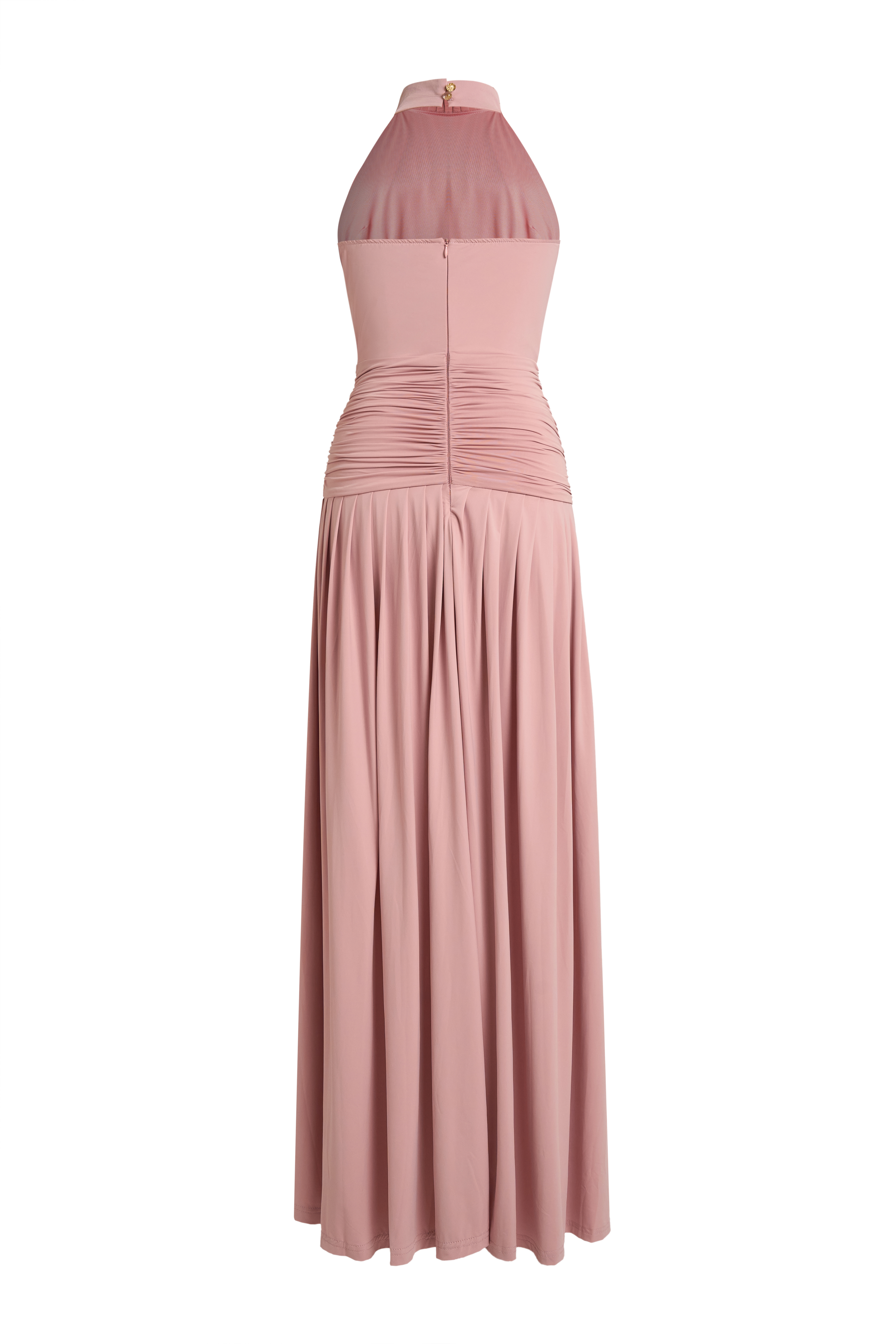 Jersey Gathering Halter Neck Maxi Dress