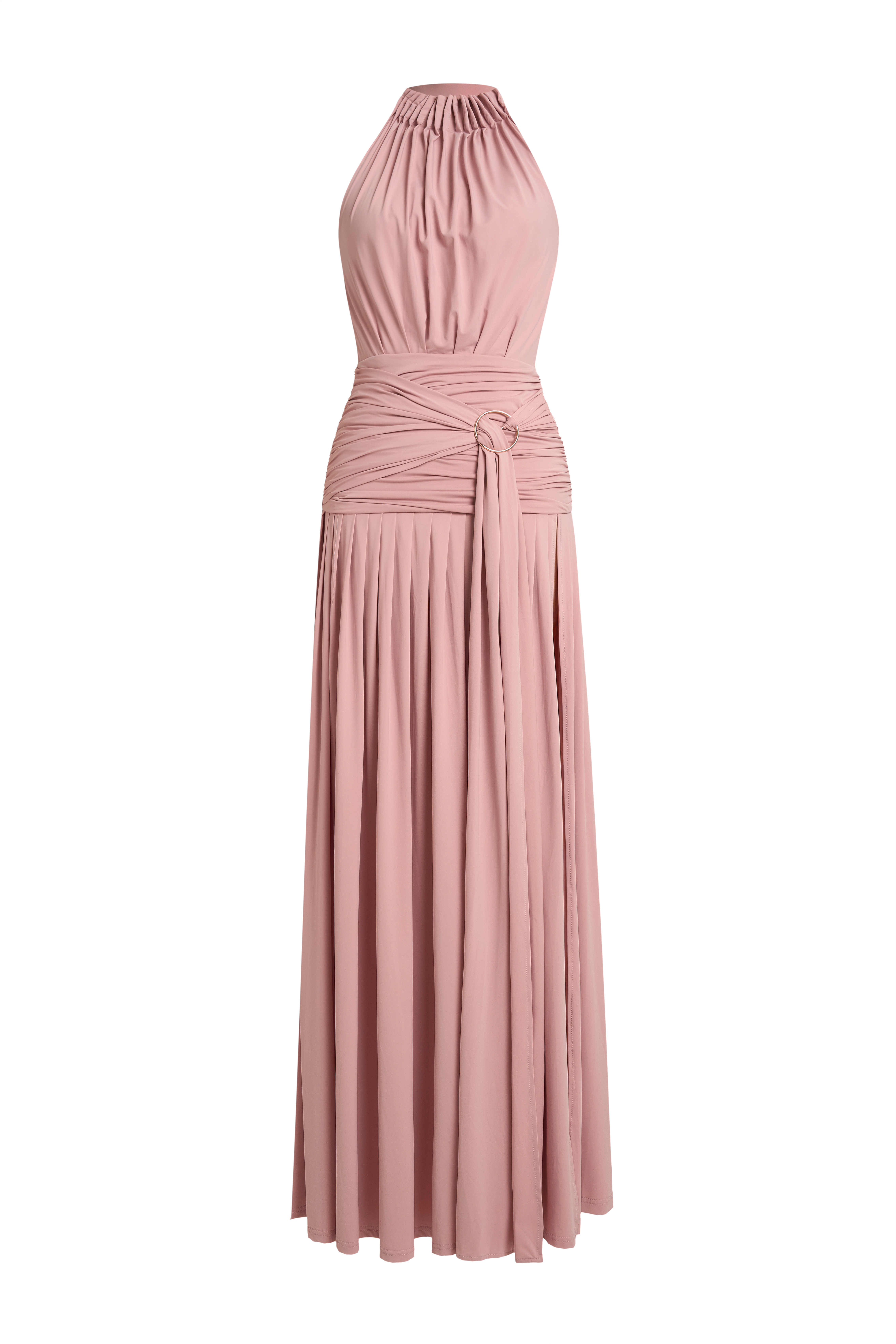 Jersey Gathering Halter Neck Maxi Dress