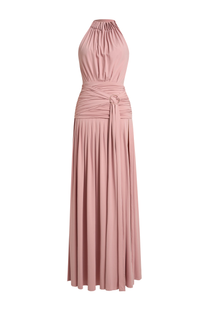 Jersey Gathering Halter Neck Maxi Dress