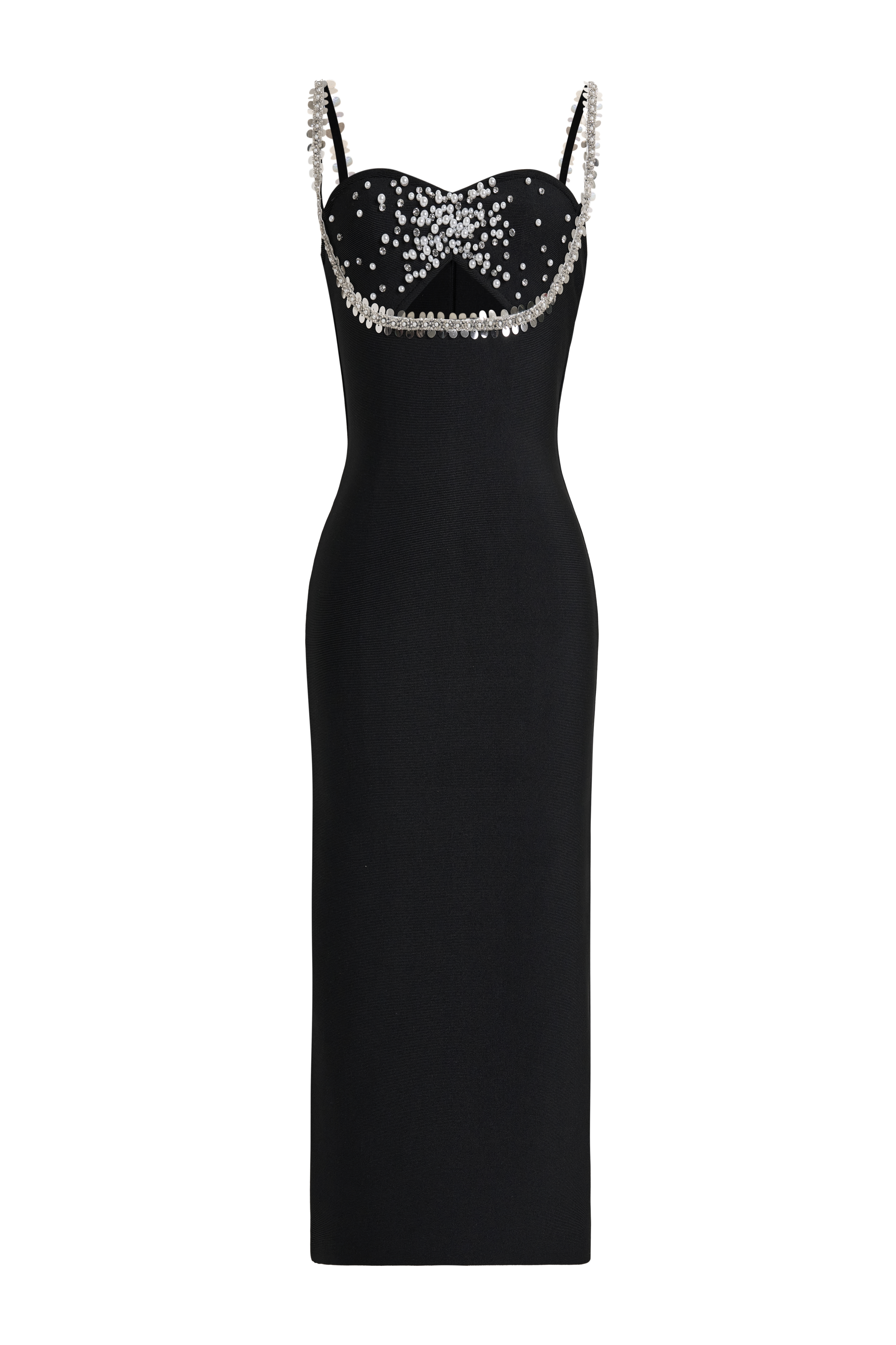 Bandage Sequin Rivet Cut-Out Midi Dress