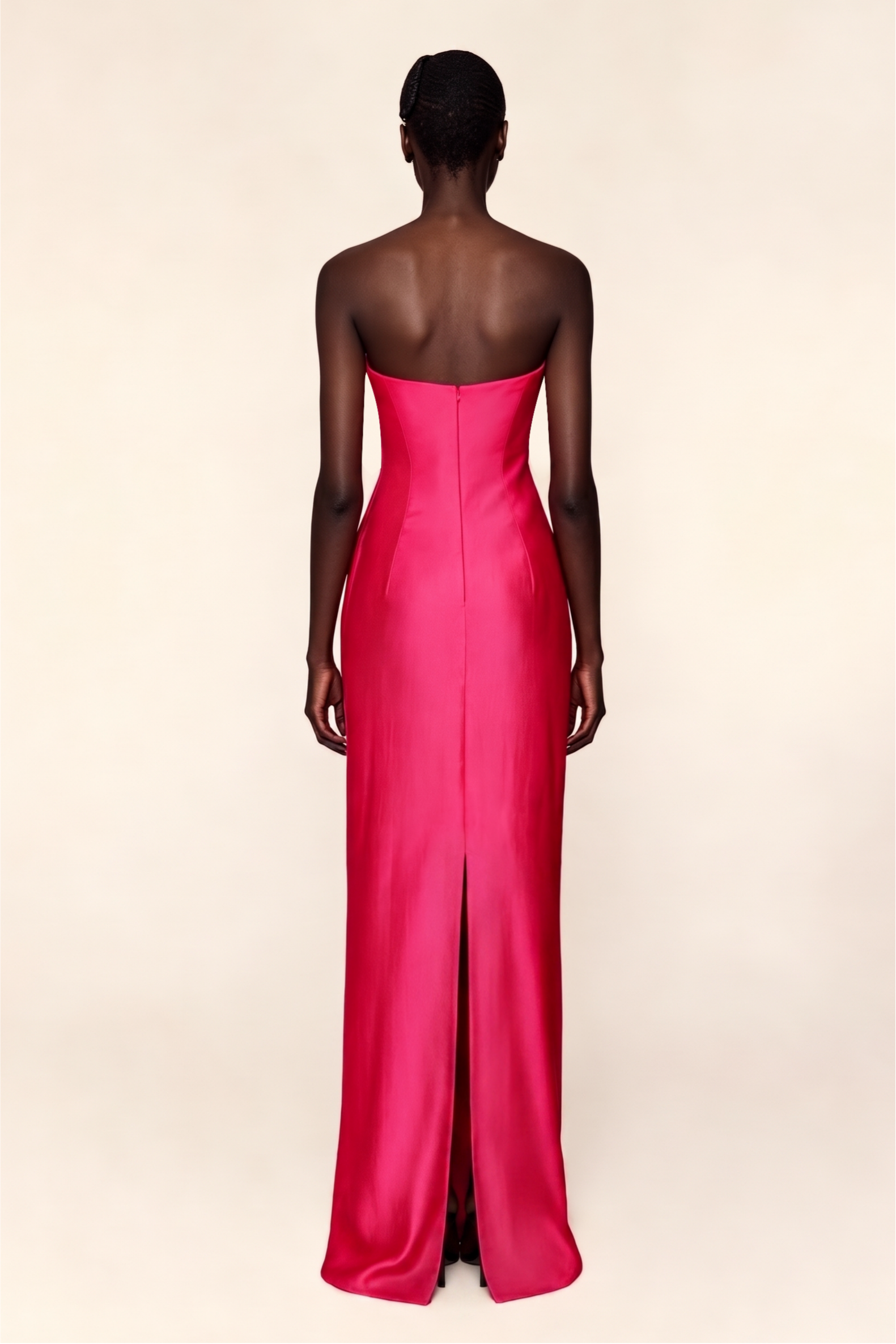 Satin Tube Bead Bow Off Shoulder Maxi Dress