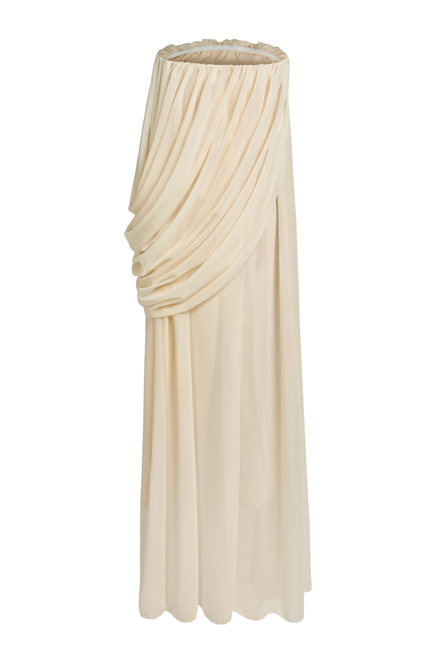 Solid Chiffon Gathering Off Shoulder Maxi Dress