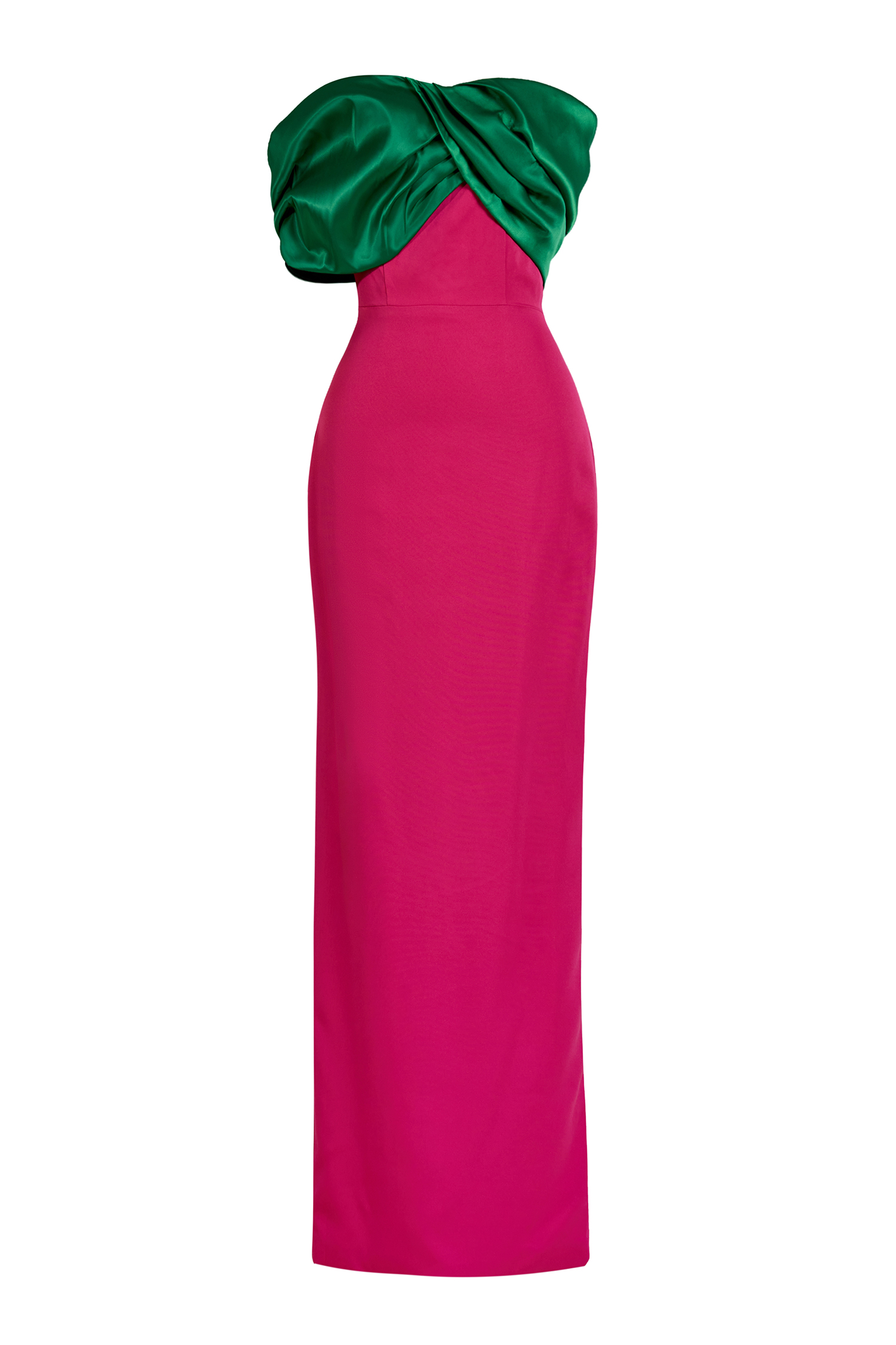 Satin Contrast Color Off Shoulder Maxi Dress