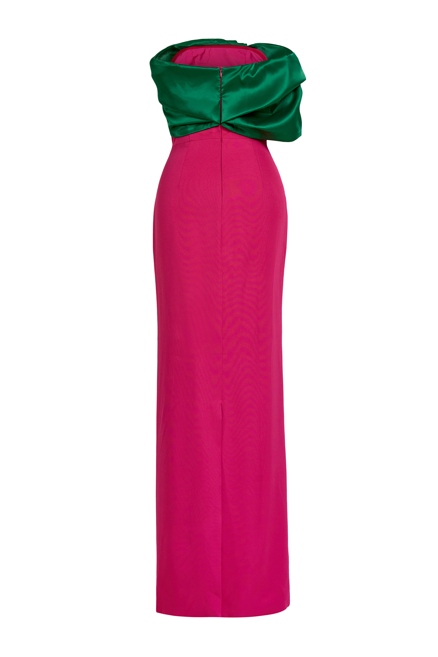 Satin Contrast Color Off Shoulder Maxi Dress