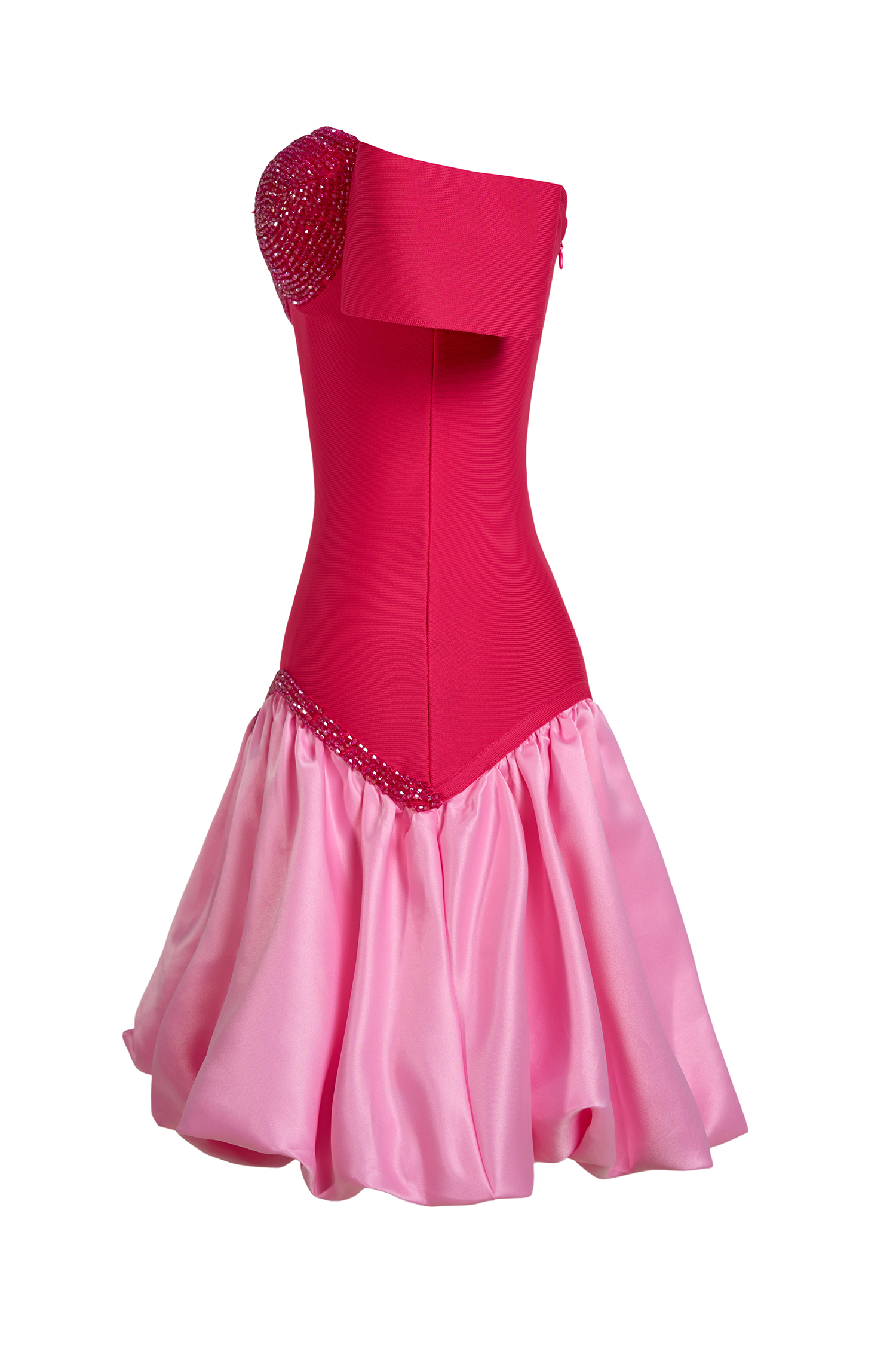 Bandage Splicing Satin Rivet Mini Dress