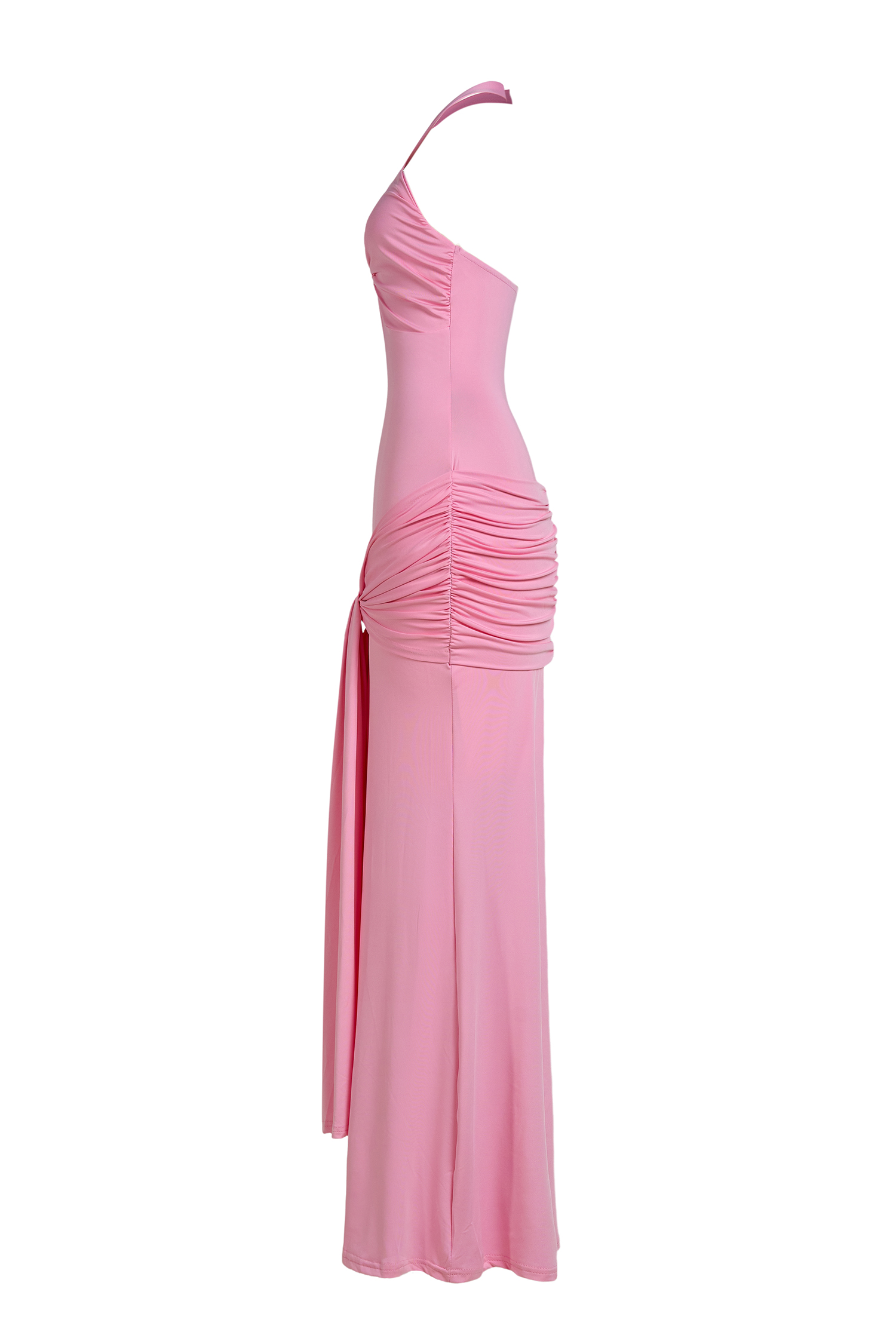 Jersey Gathering Halter Neck Maxi Dress