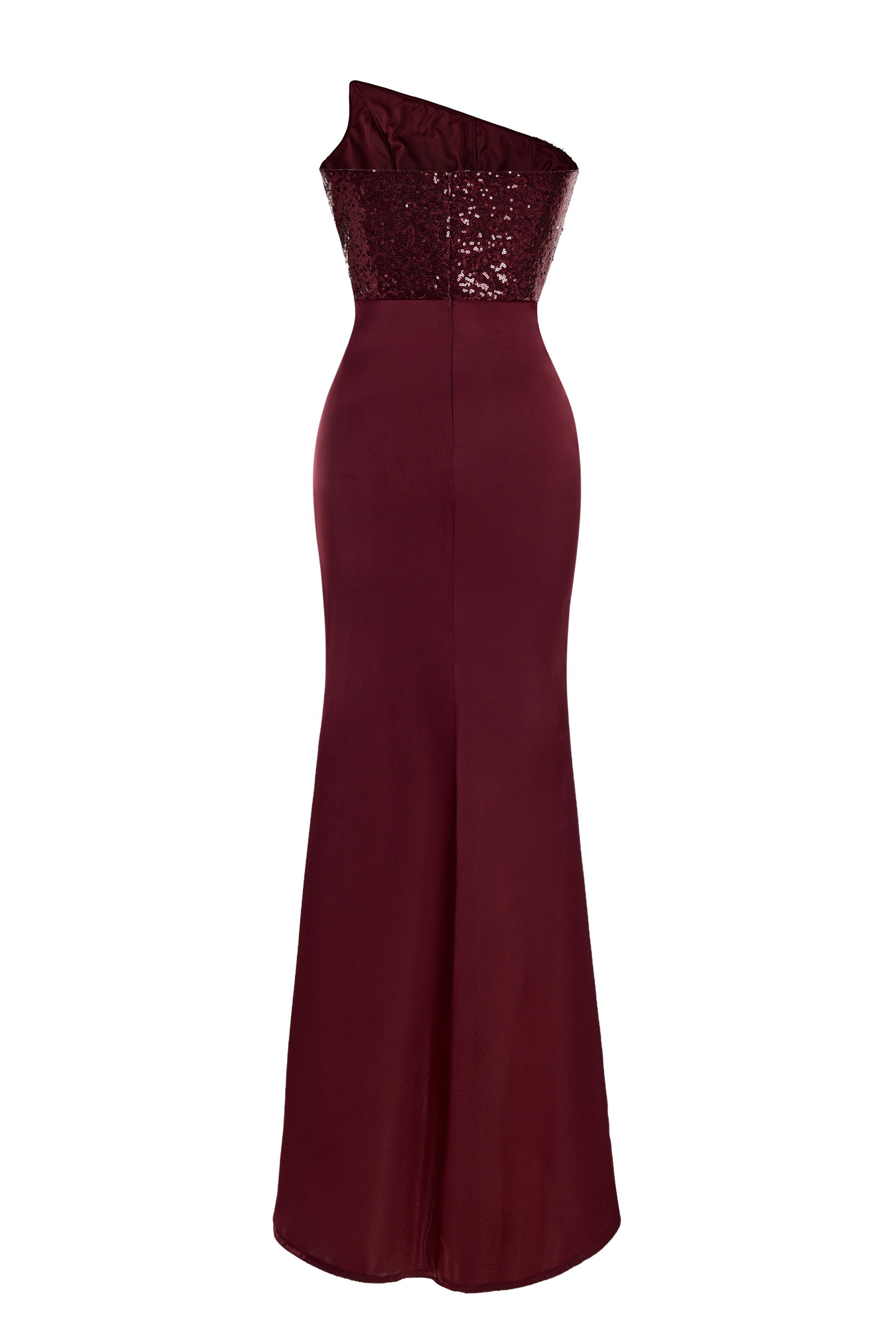 Satin Splicing Sequin Slit Maxi Dress