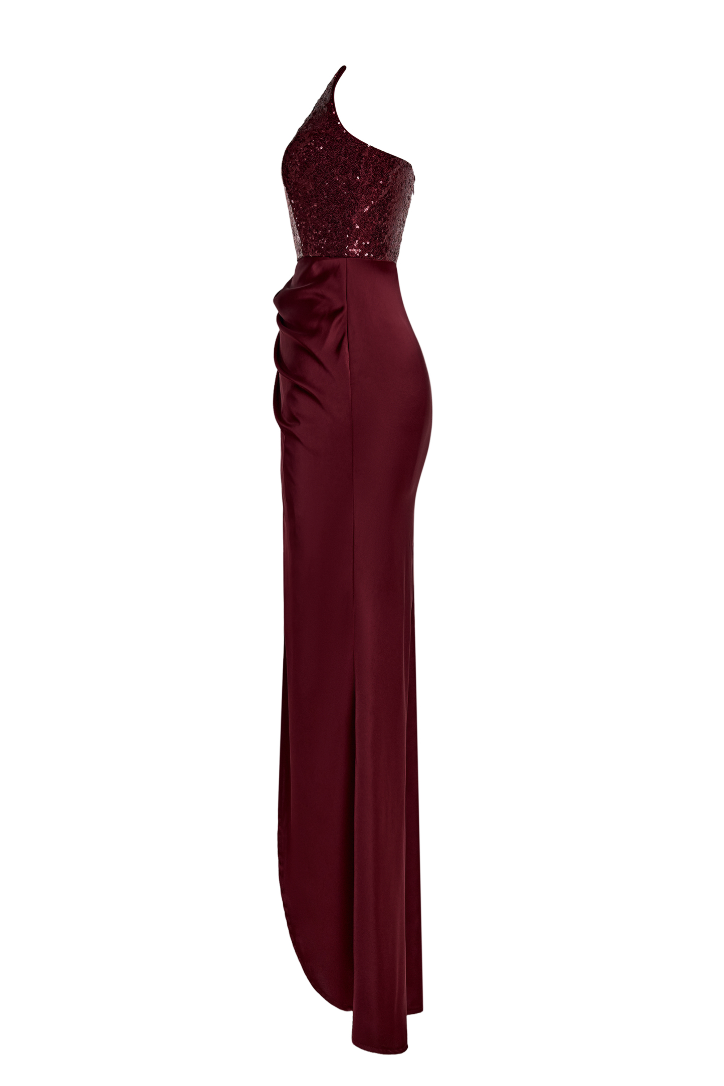 Satin Splicing Sequin Slit Maxi Dress