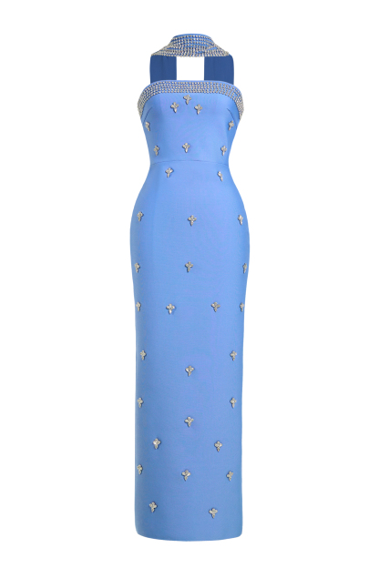 Bandage Rhineston Off Shoulder Maxi Dress